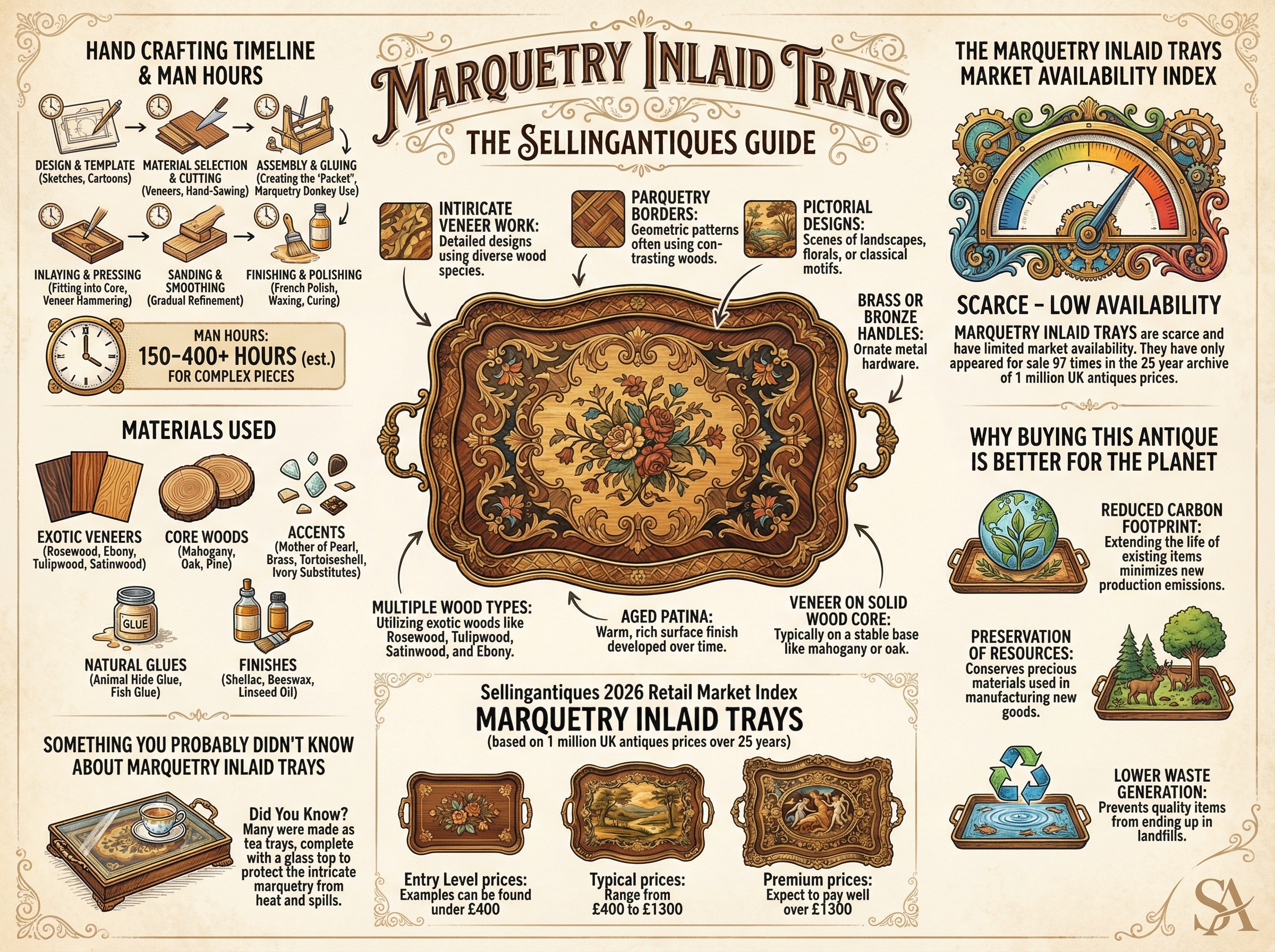 Marquetry Inlaid Trays Guide Infographic