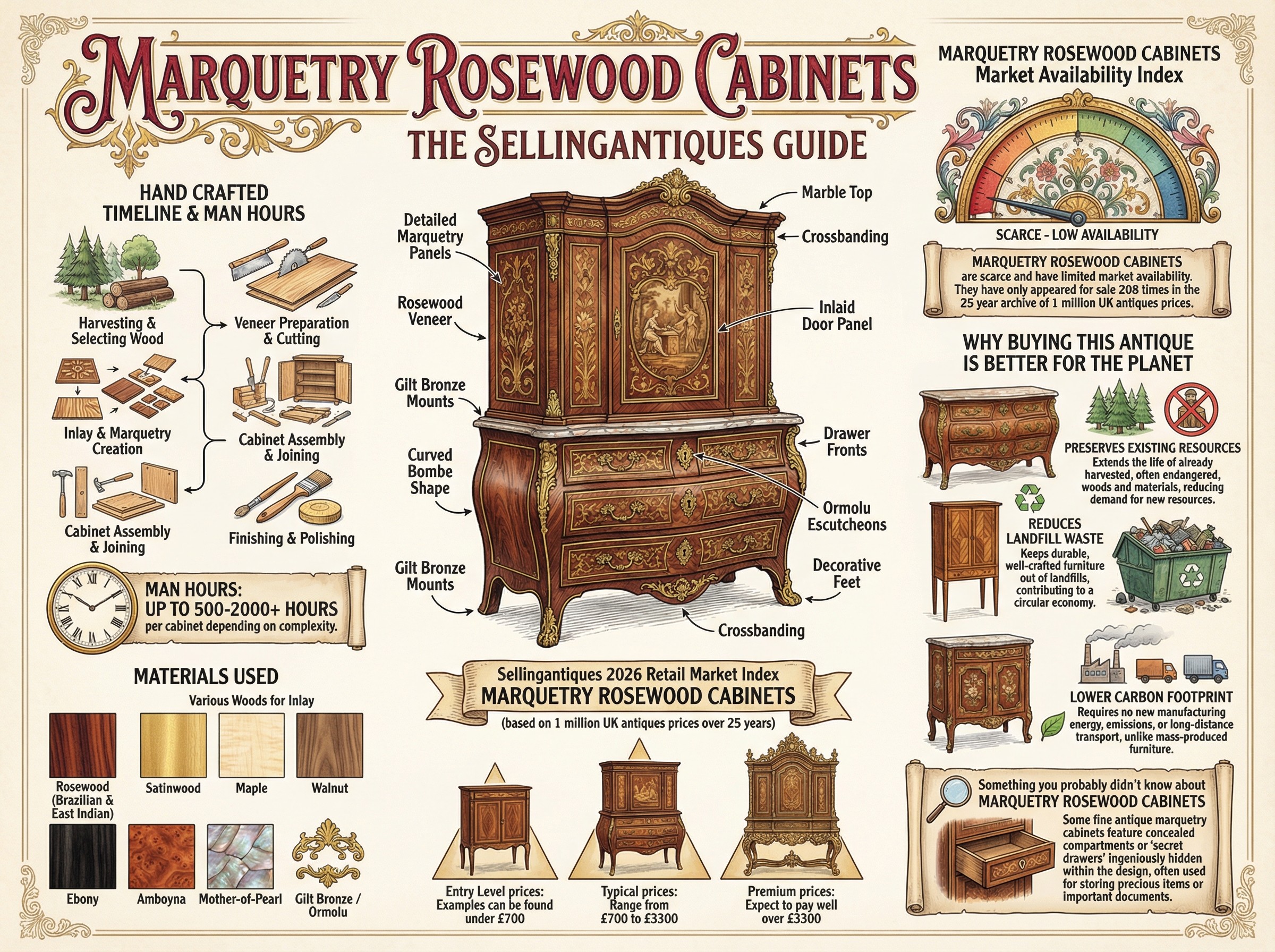 Marquetry Rosewood Cabinets Guide Infographic