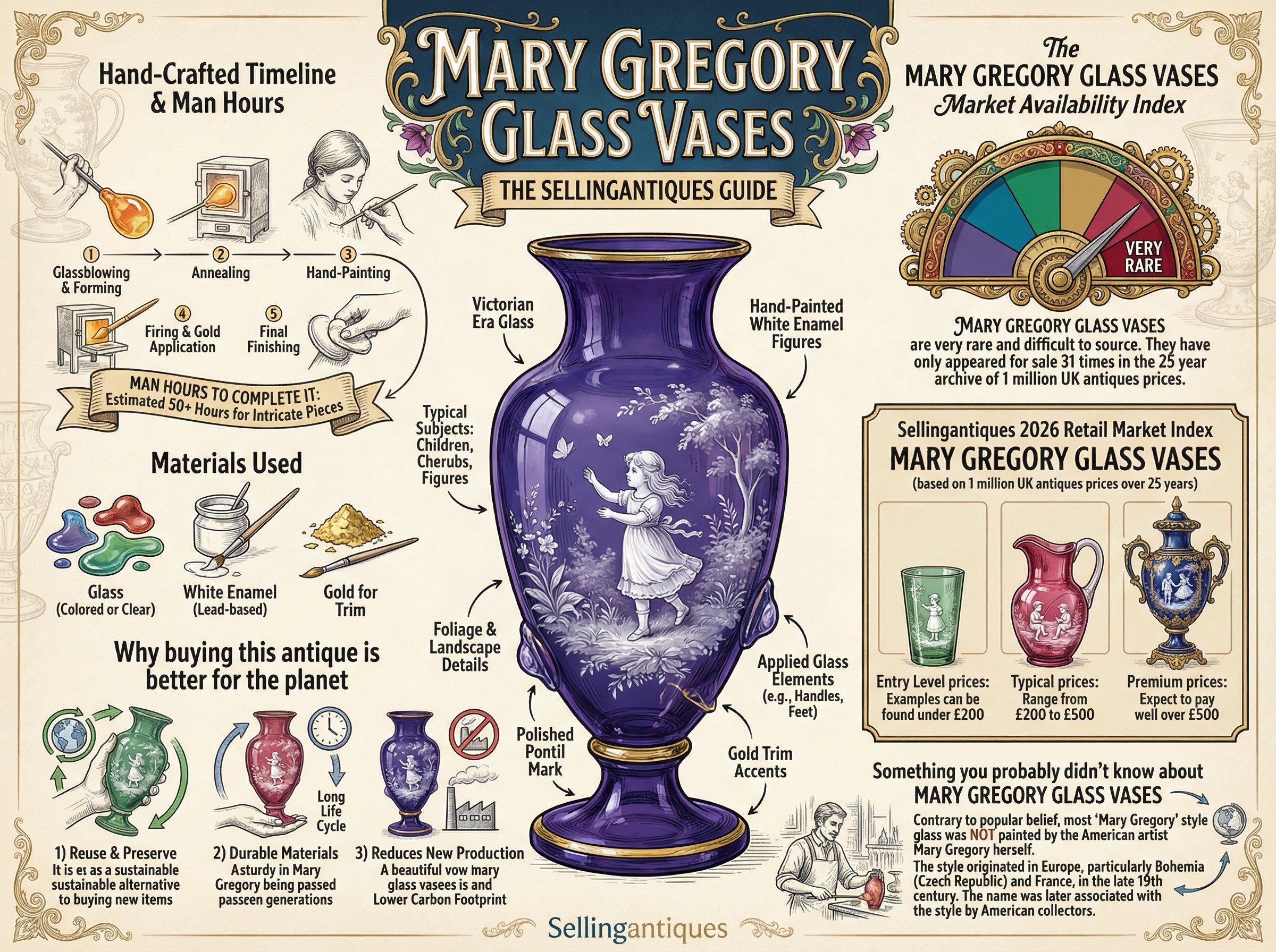 Mary Gregory Glass Vases Guide Infographic