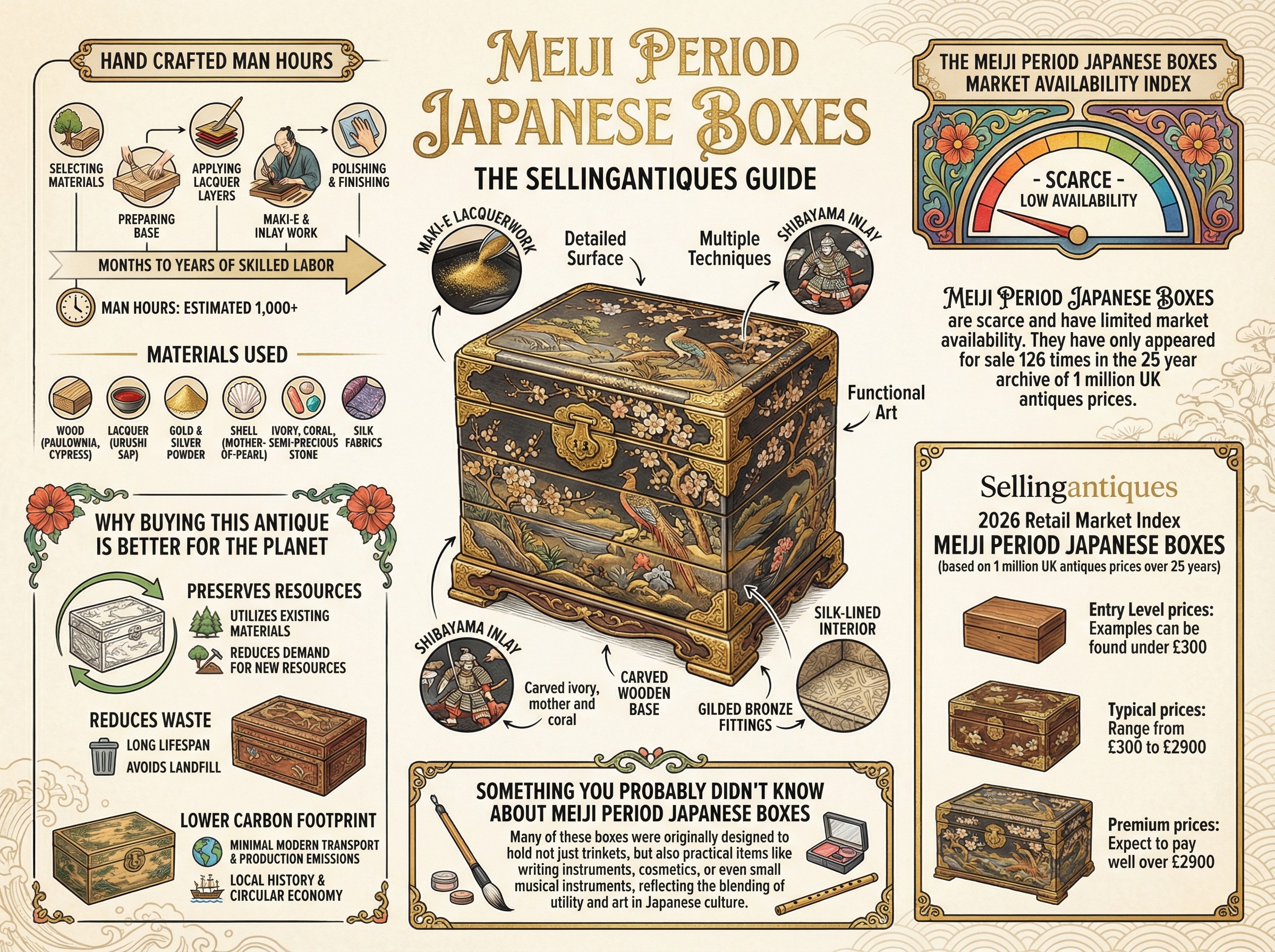 Meiji Period Japanese Boxes Guide Infographic
