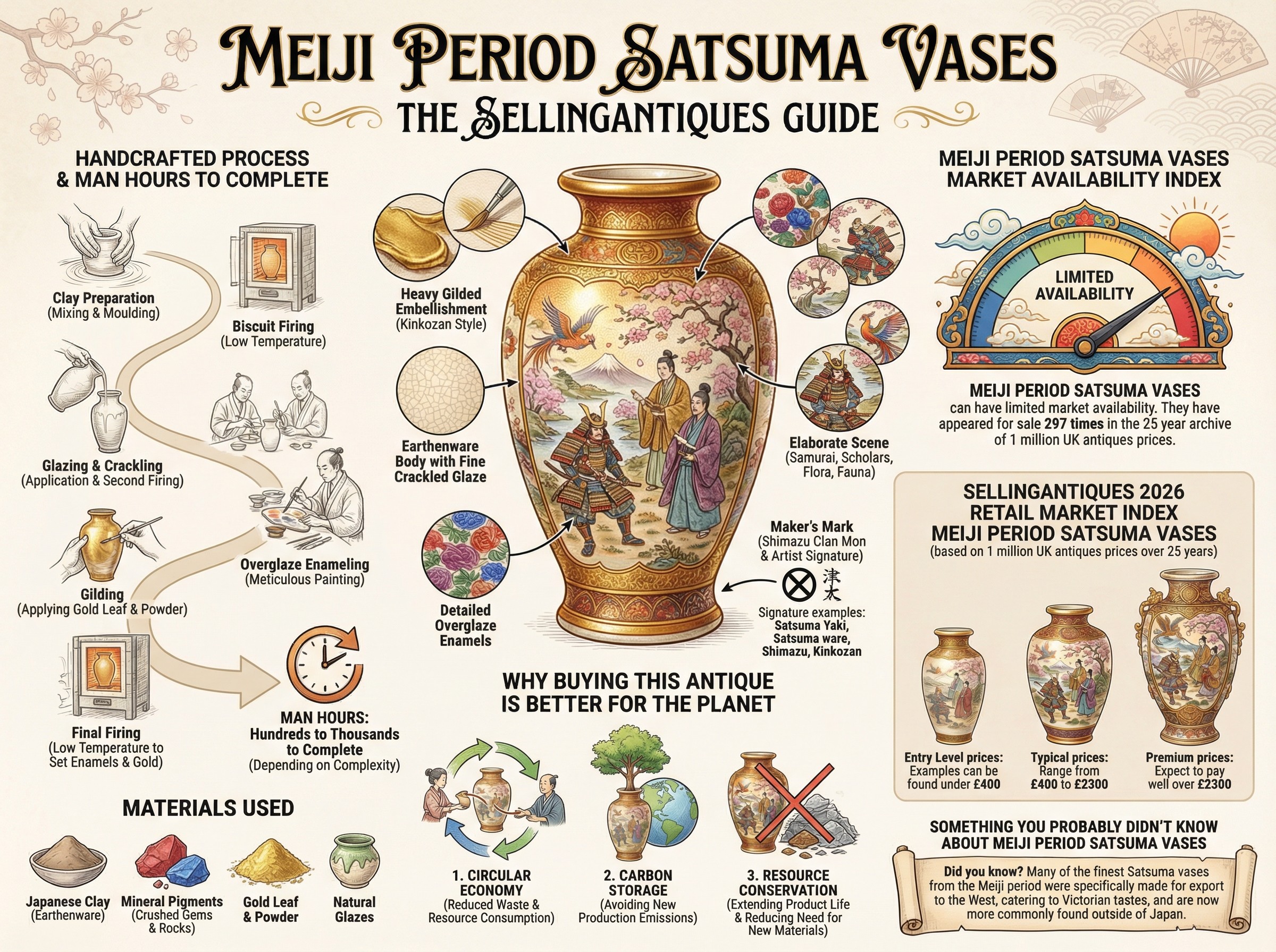 Meiji Period Satsuma Vases Guide Infographic