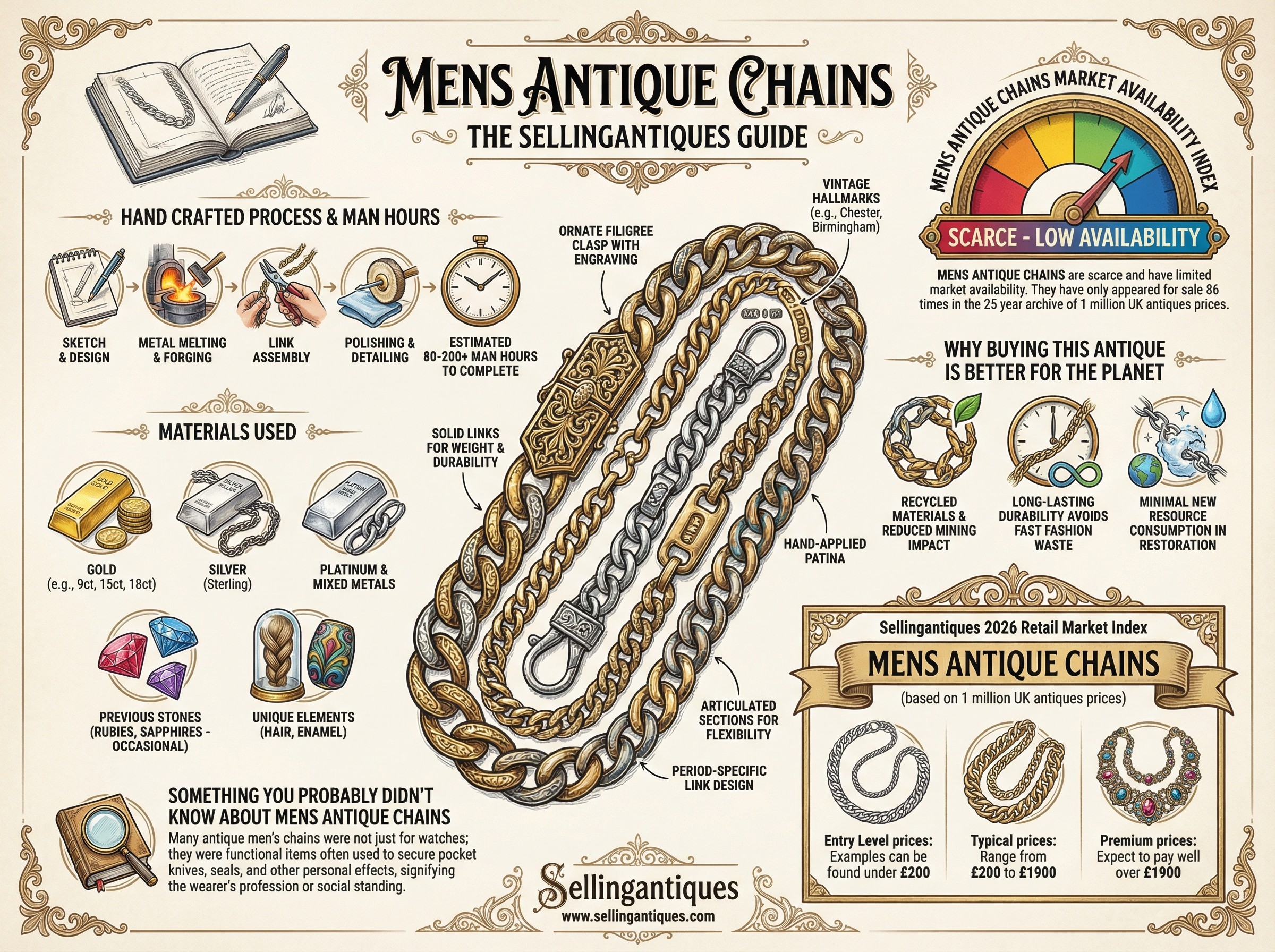 Mens Antique Chains Guide Infographic