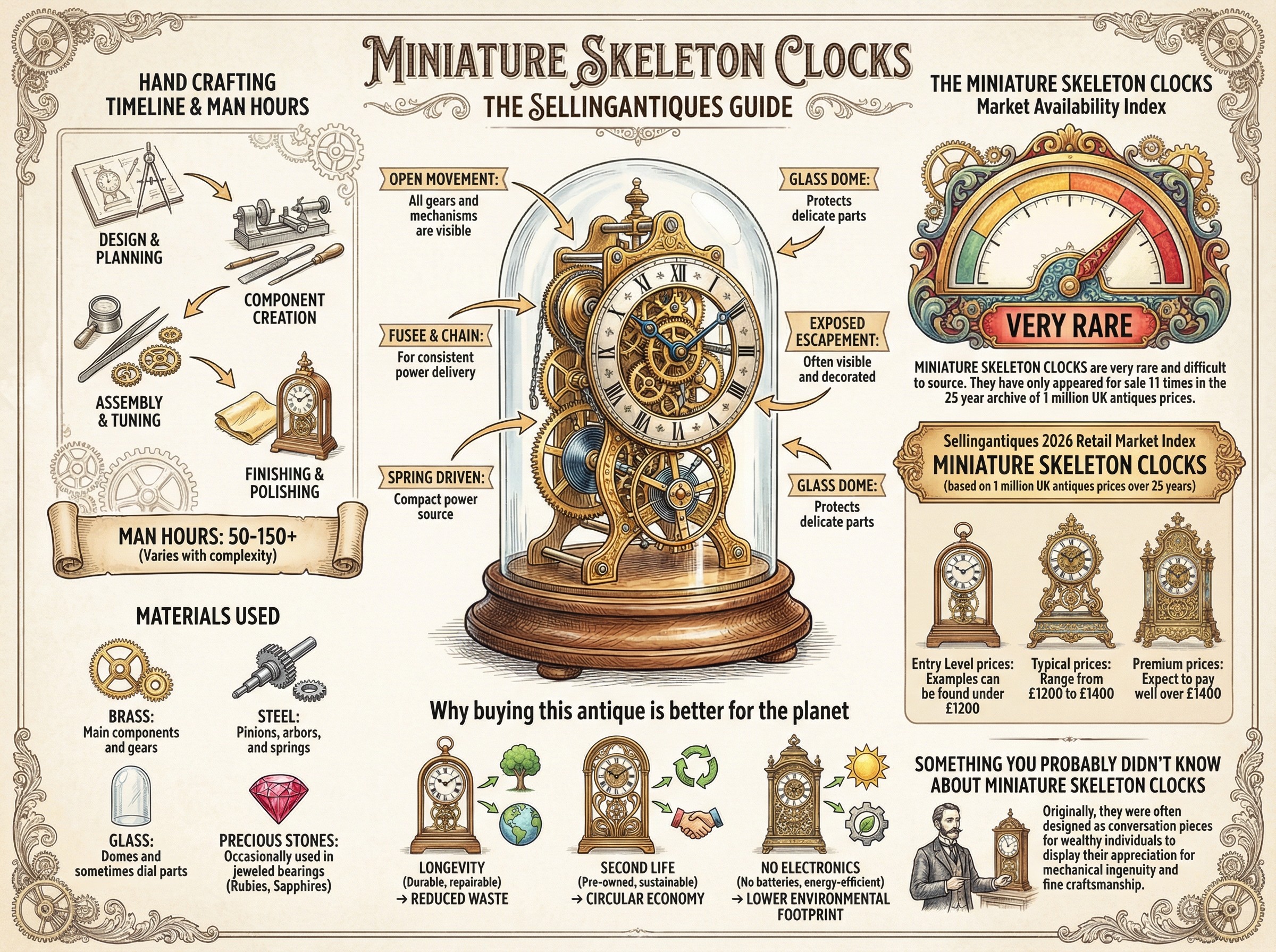 Miniature Skeleton Clocks Guide Infographic