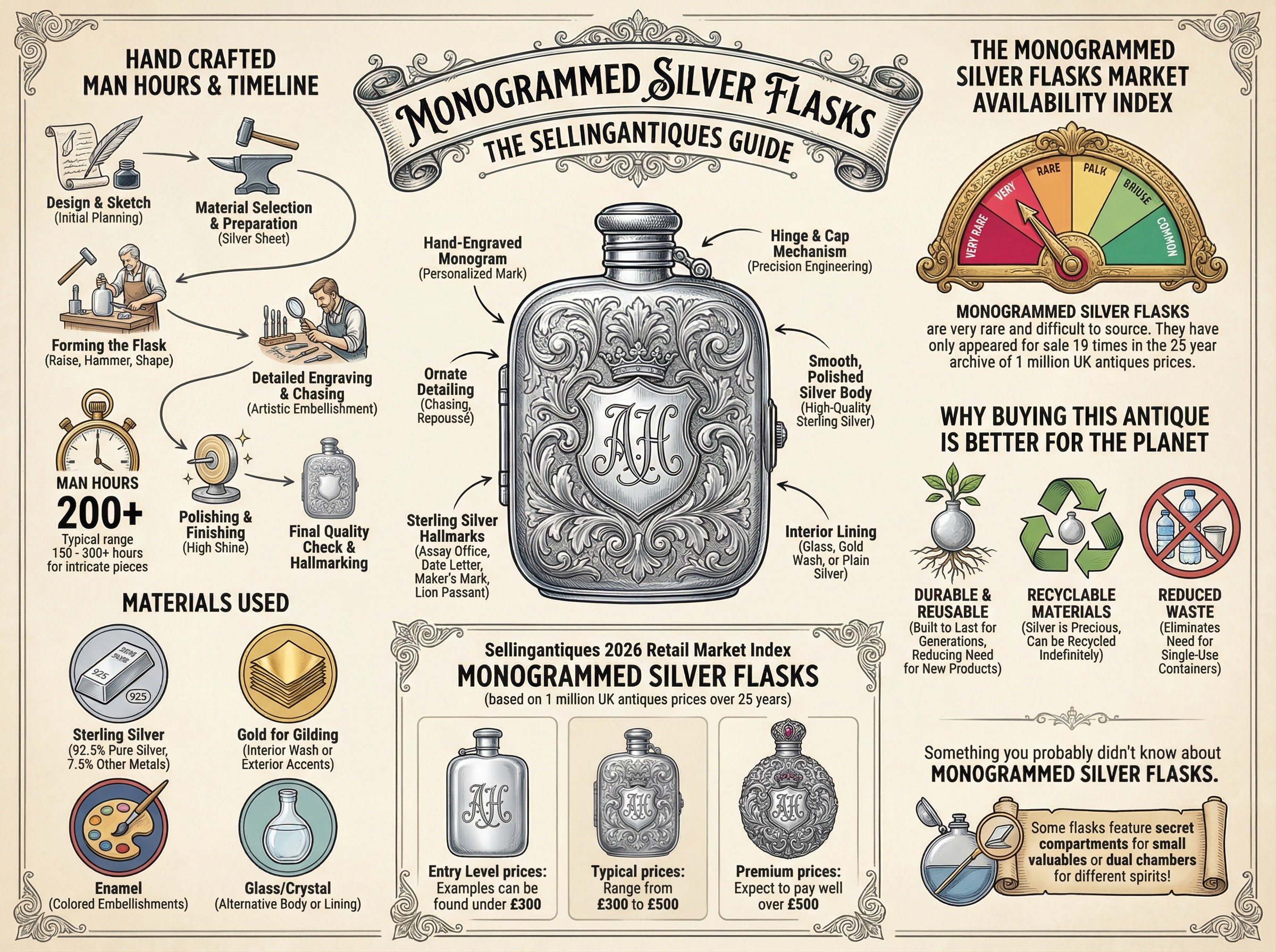 Monogrammed Silver Flasks Guide Infographic