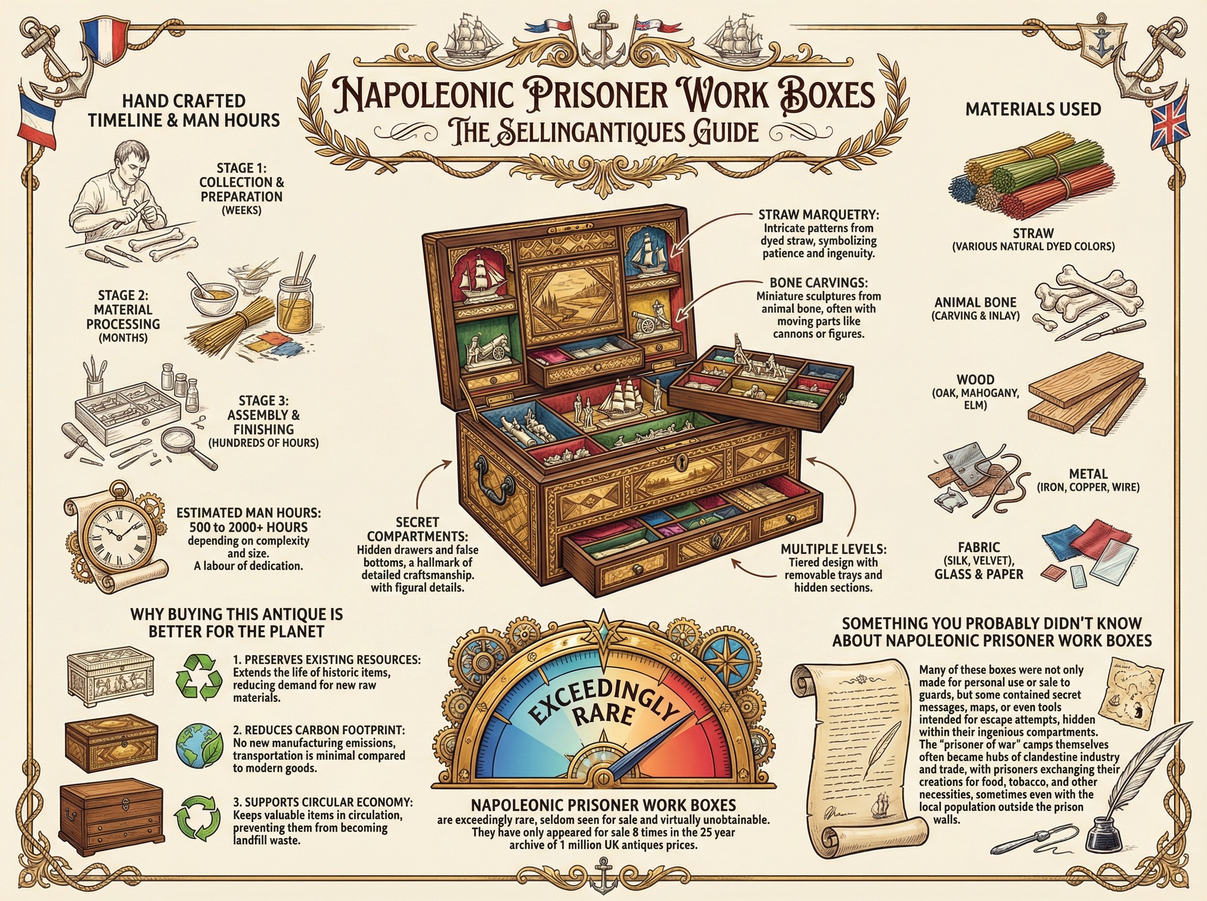 Napoleonic Prisoner Work Boxes Guide Infographic