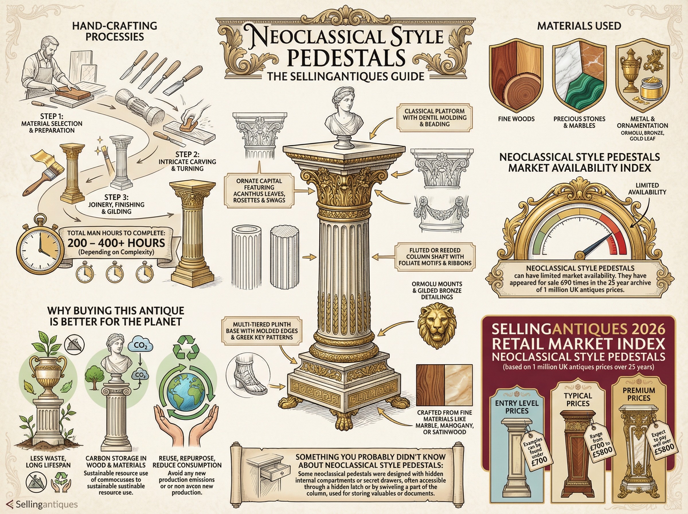 Neoclassical Style Pedestals Guide Infographic