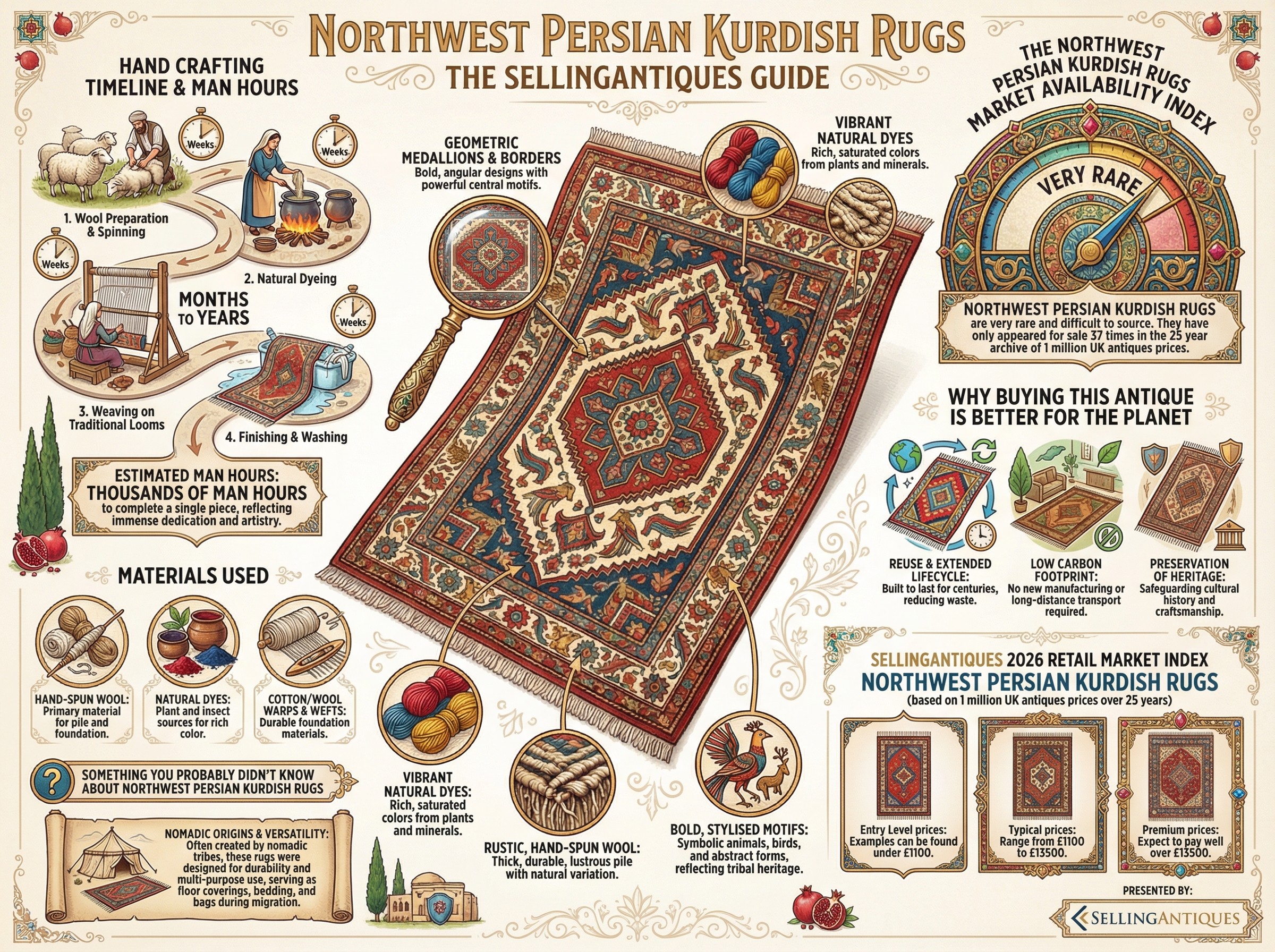 Northwest Persian Kurdish Rugs Guide Infographic