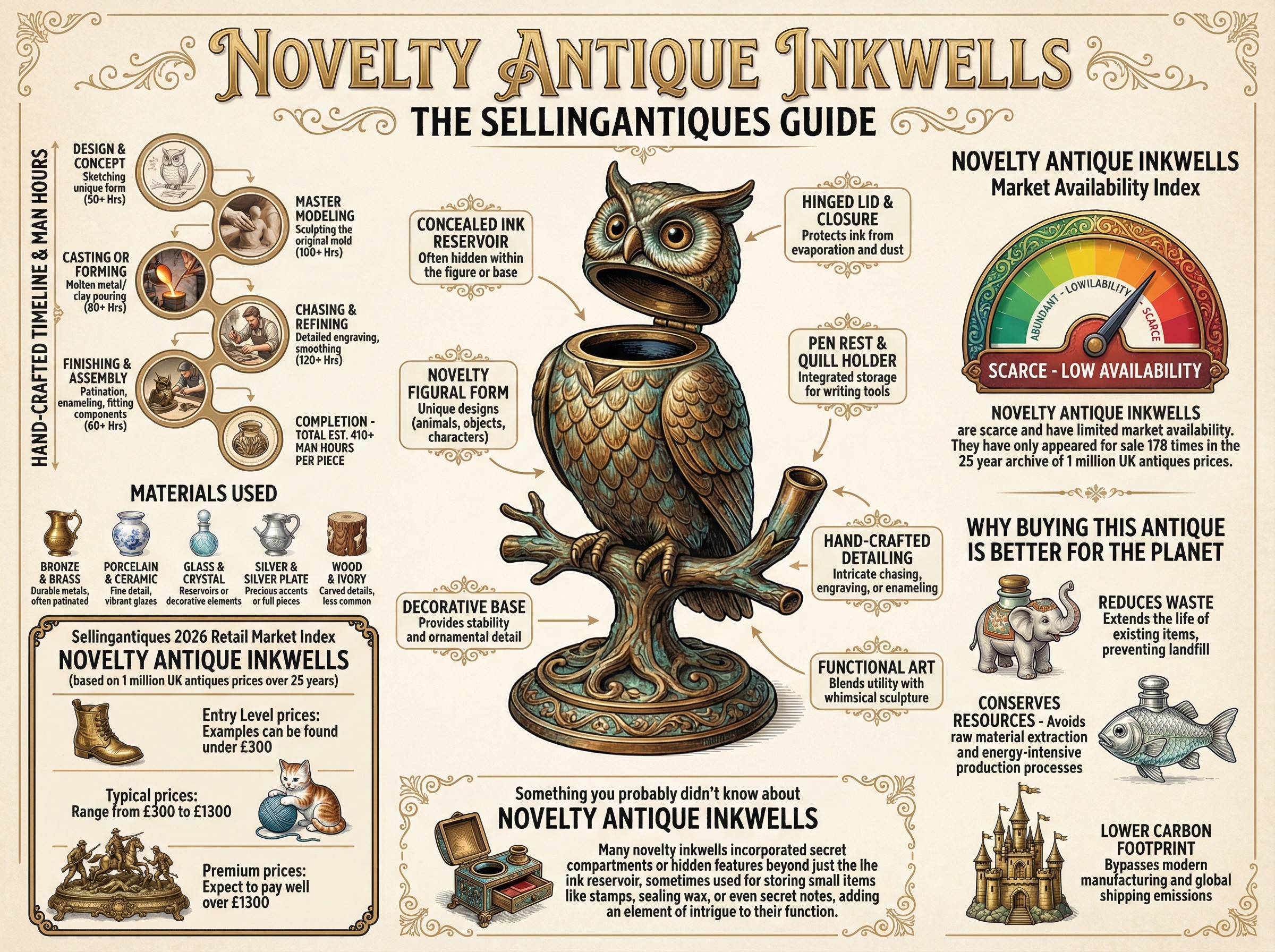 Novelty Antique Inkwells Guide Infographic