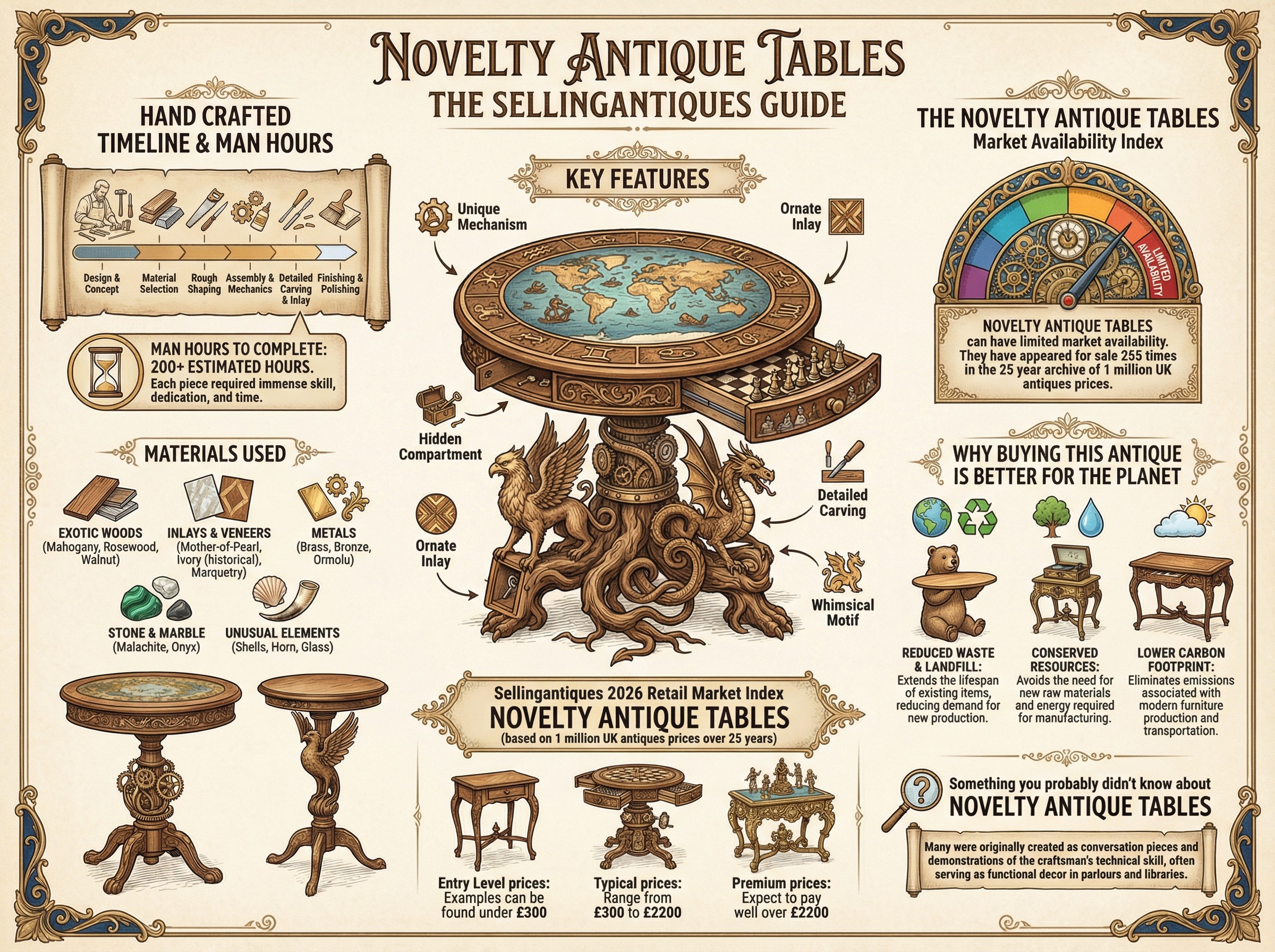 Novelty Antique Tables Guide Infographic