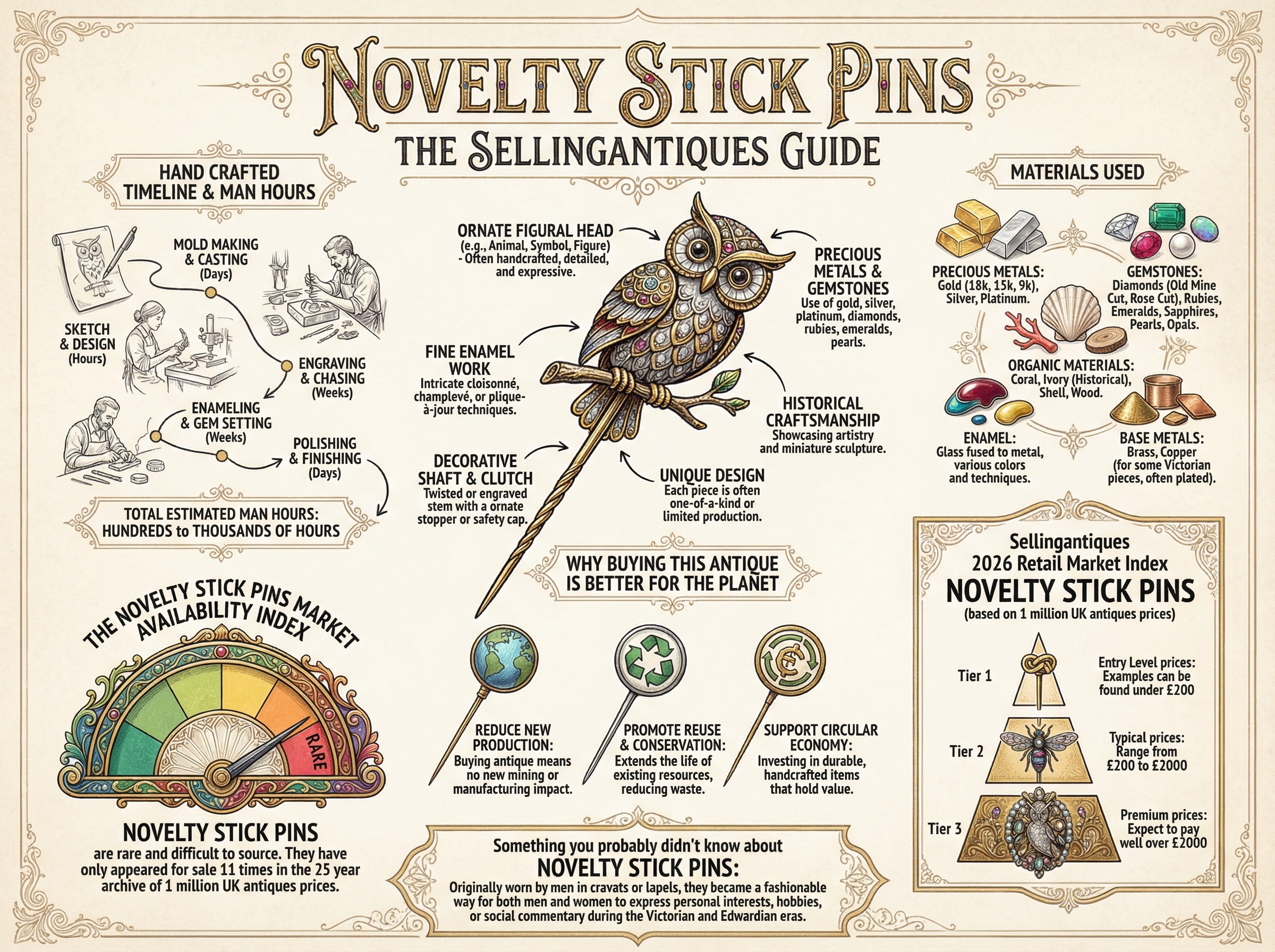 Novelty Stick Pins Guide Infographic