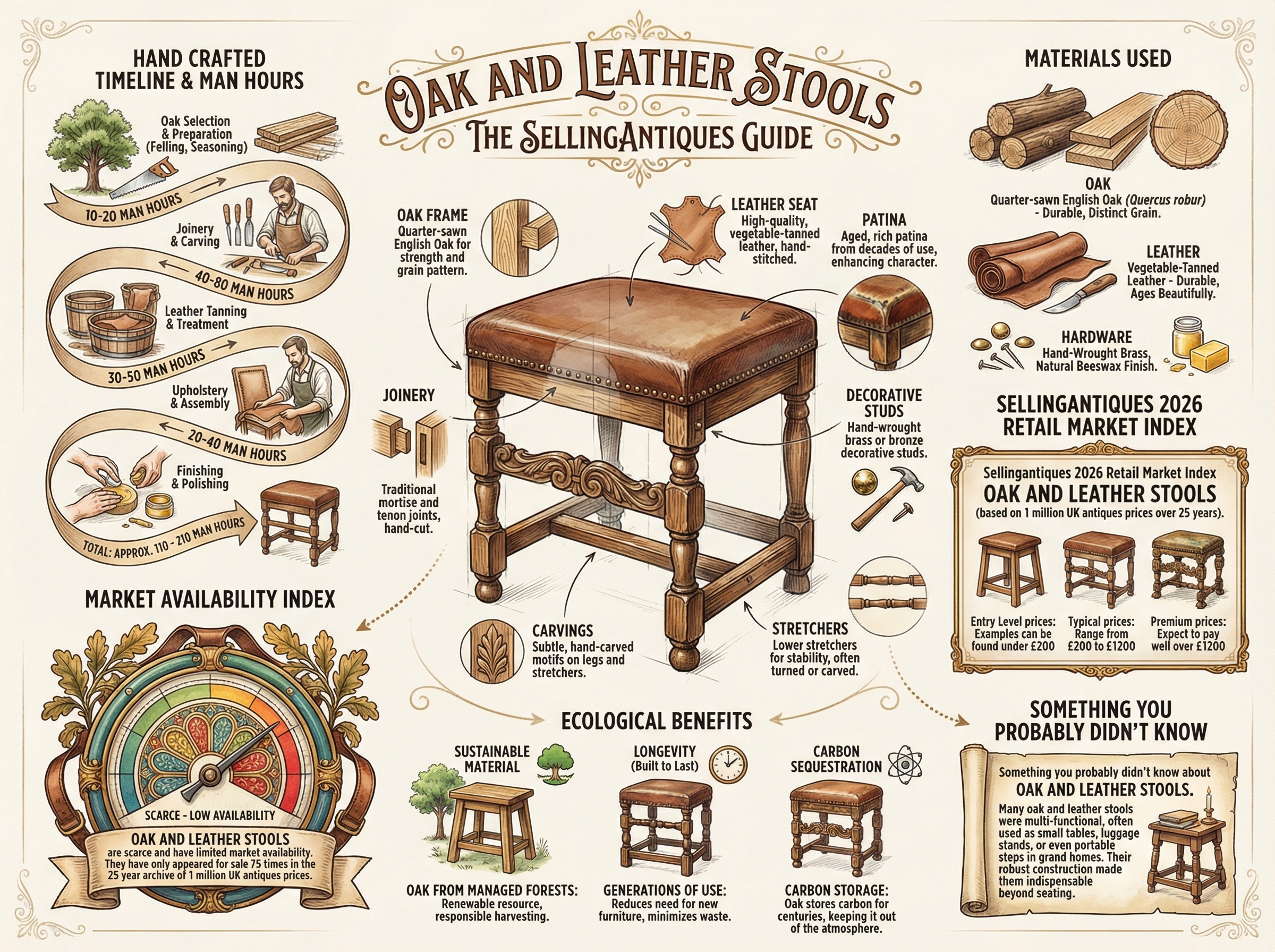Oak And Leather Stools Guide Infographic
