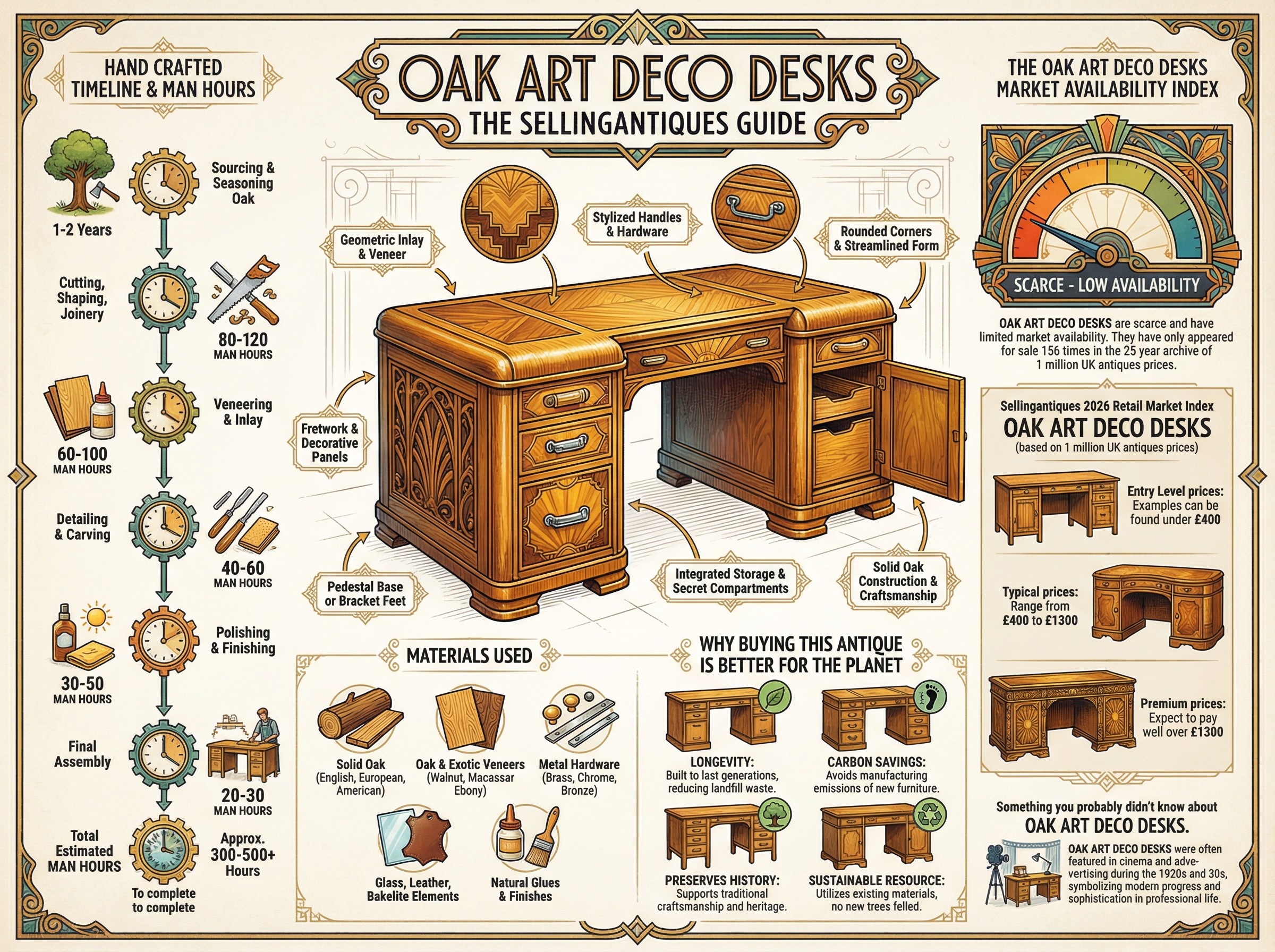 Oak Art Deco Desks Guide Infographic