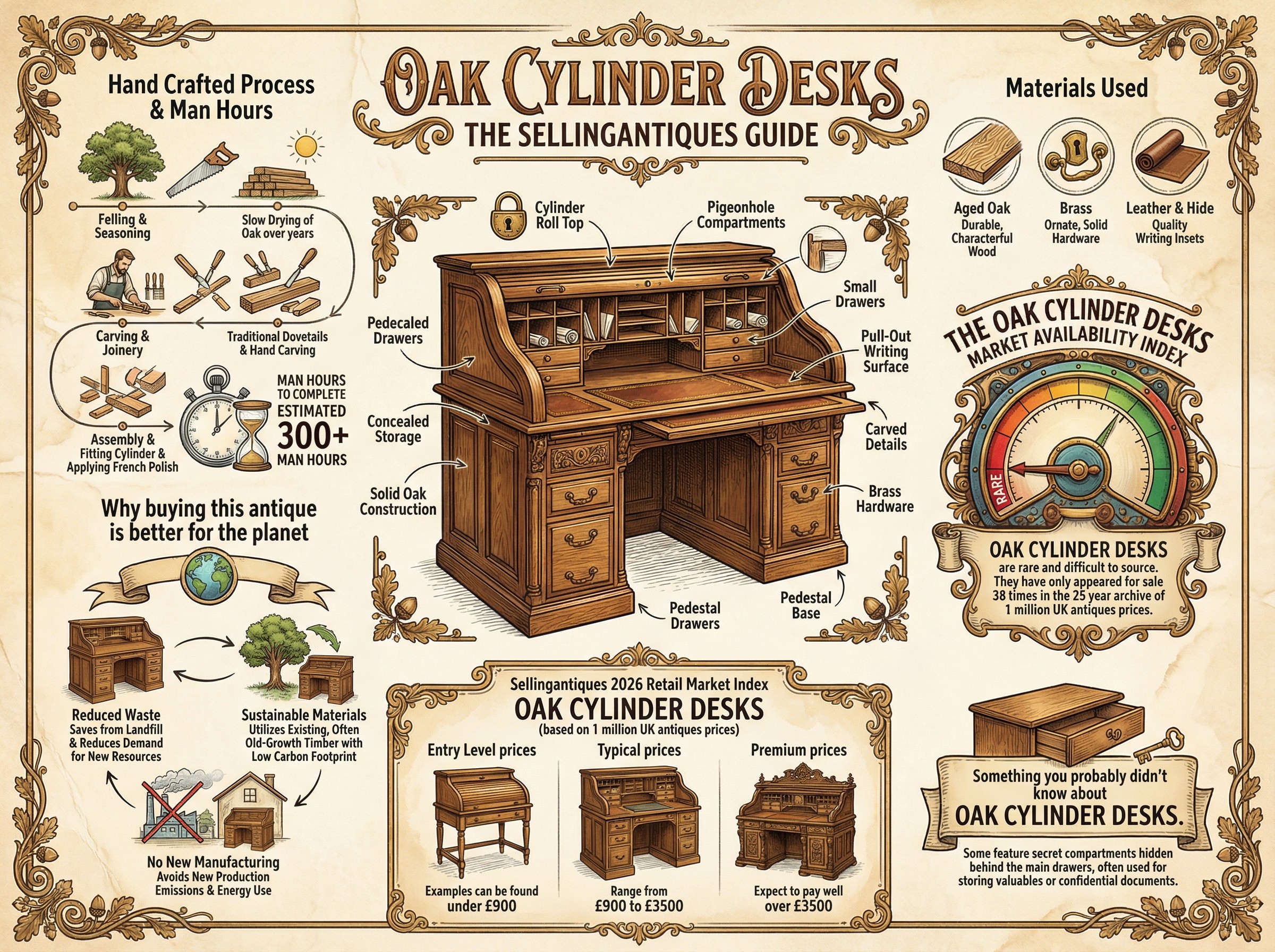 Oak Cylinder Desks Guide Infographic