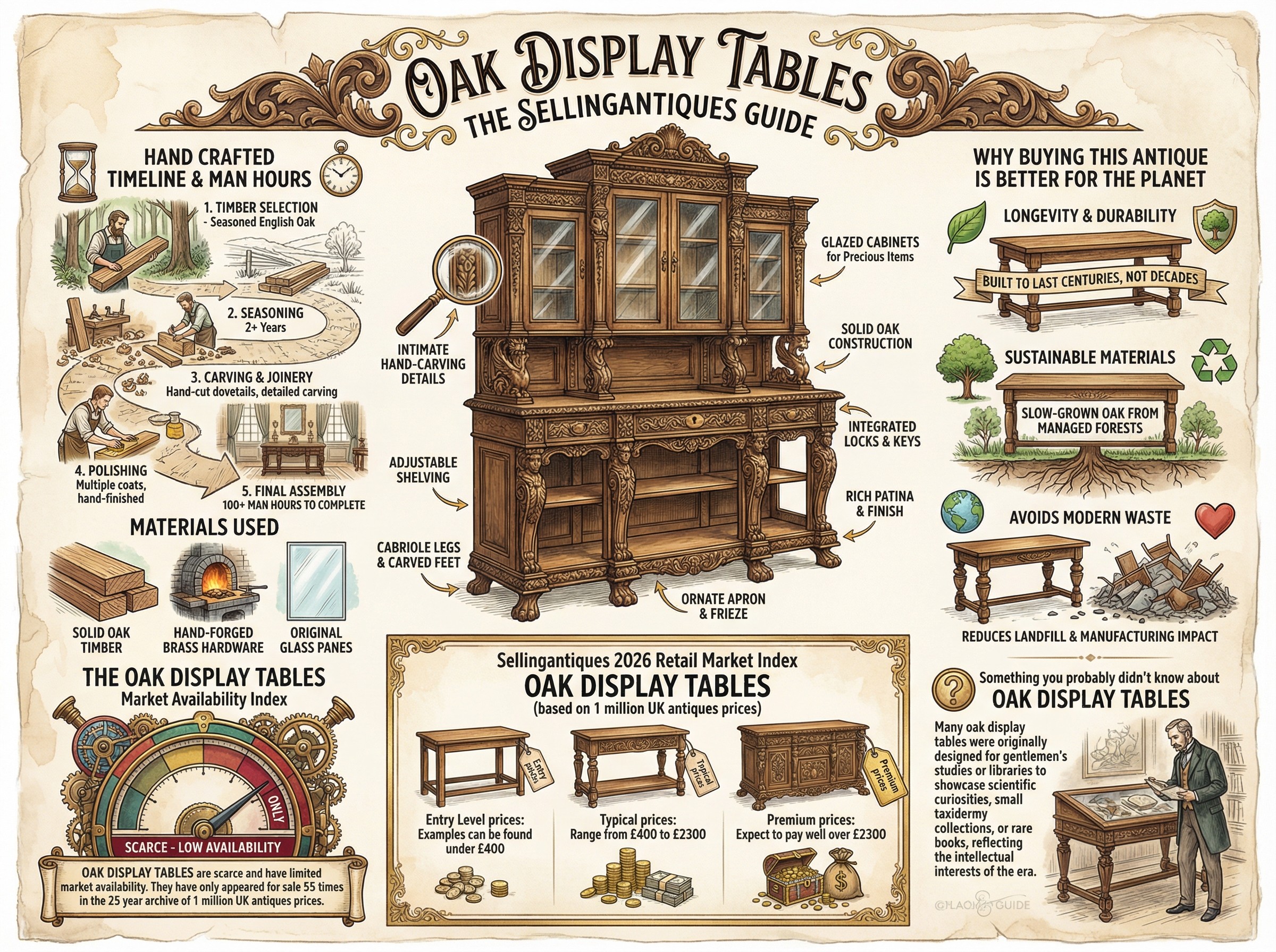Oak Display Tables Guide Infographic
