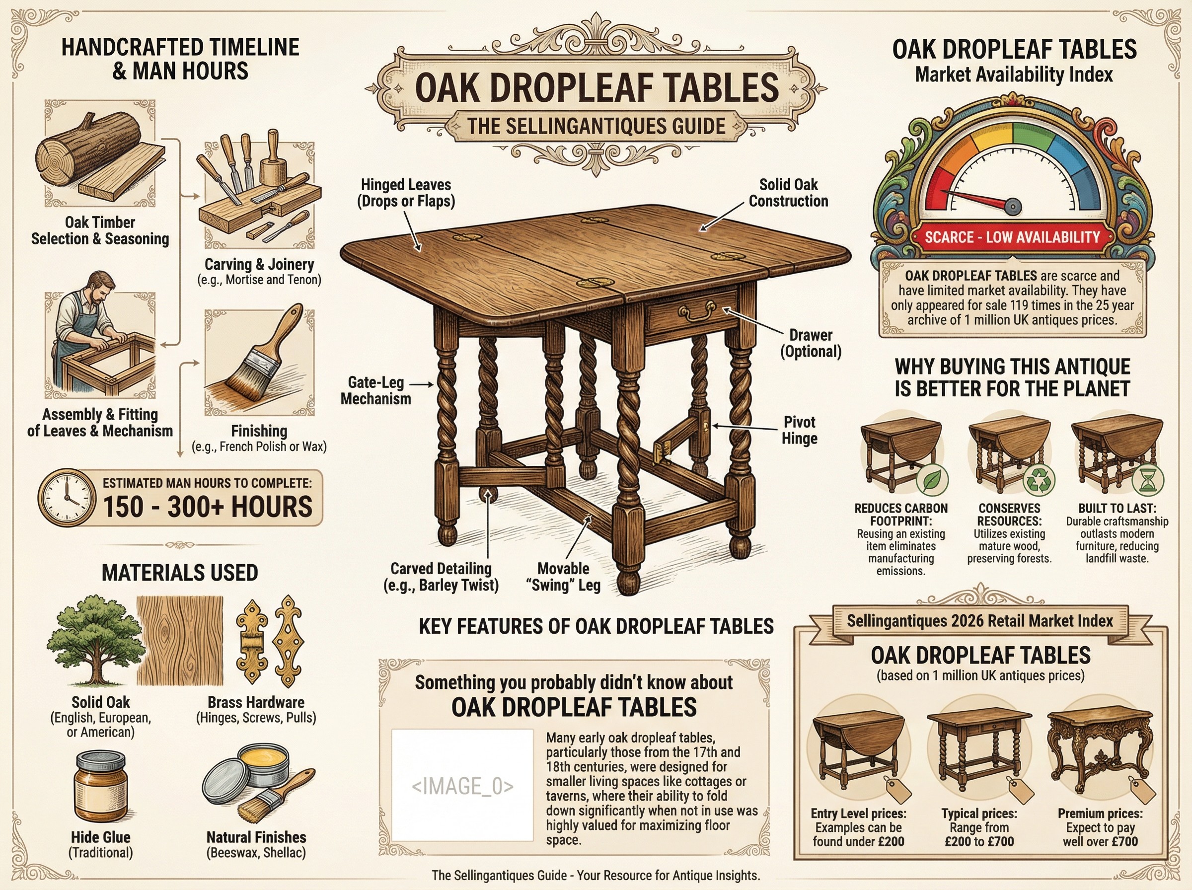 Oak Dropleaf Tables Guide Infographic