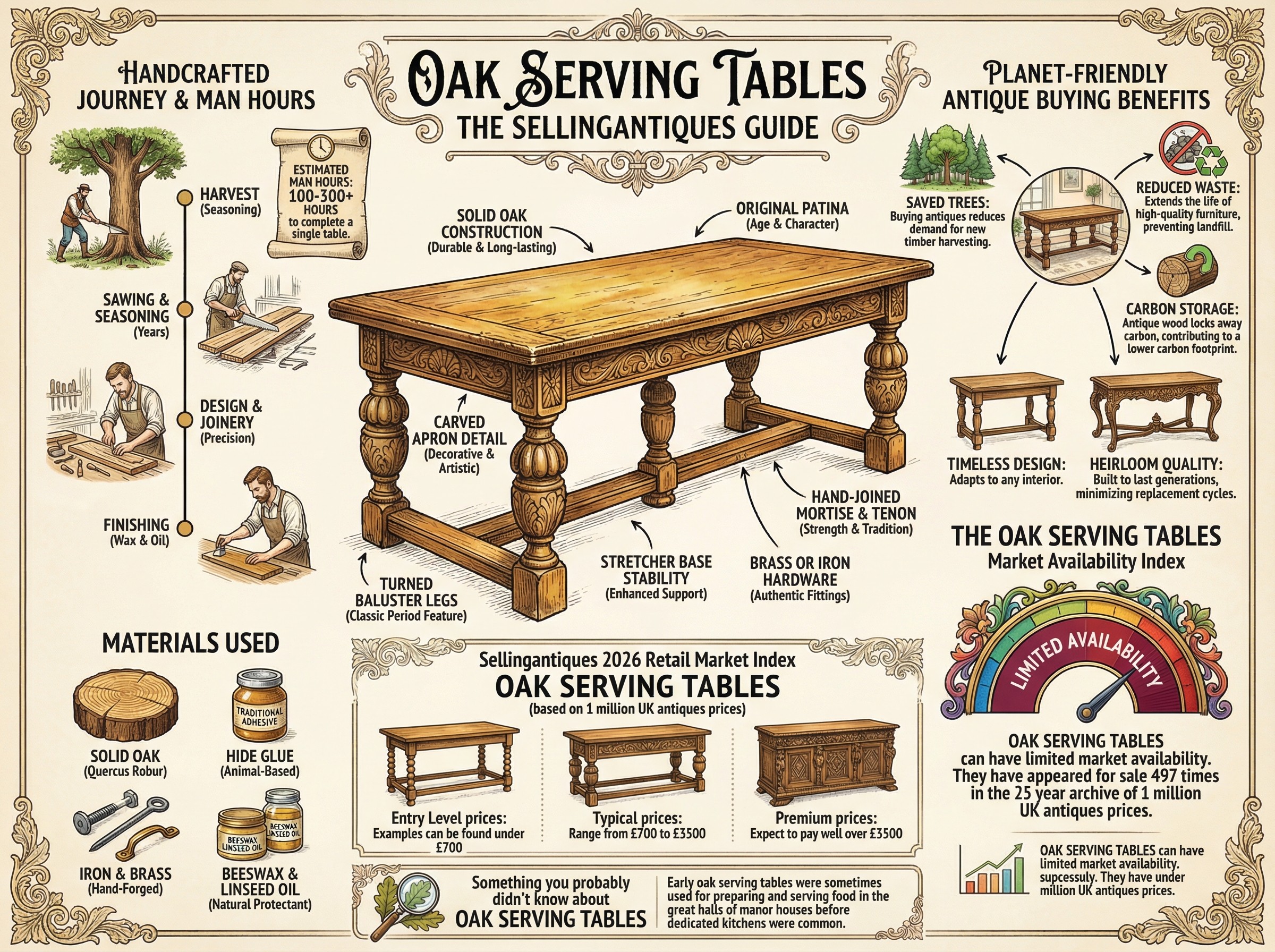 Oak Serving Tables Guide Infographic