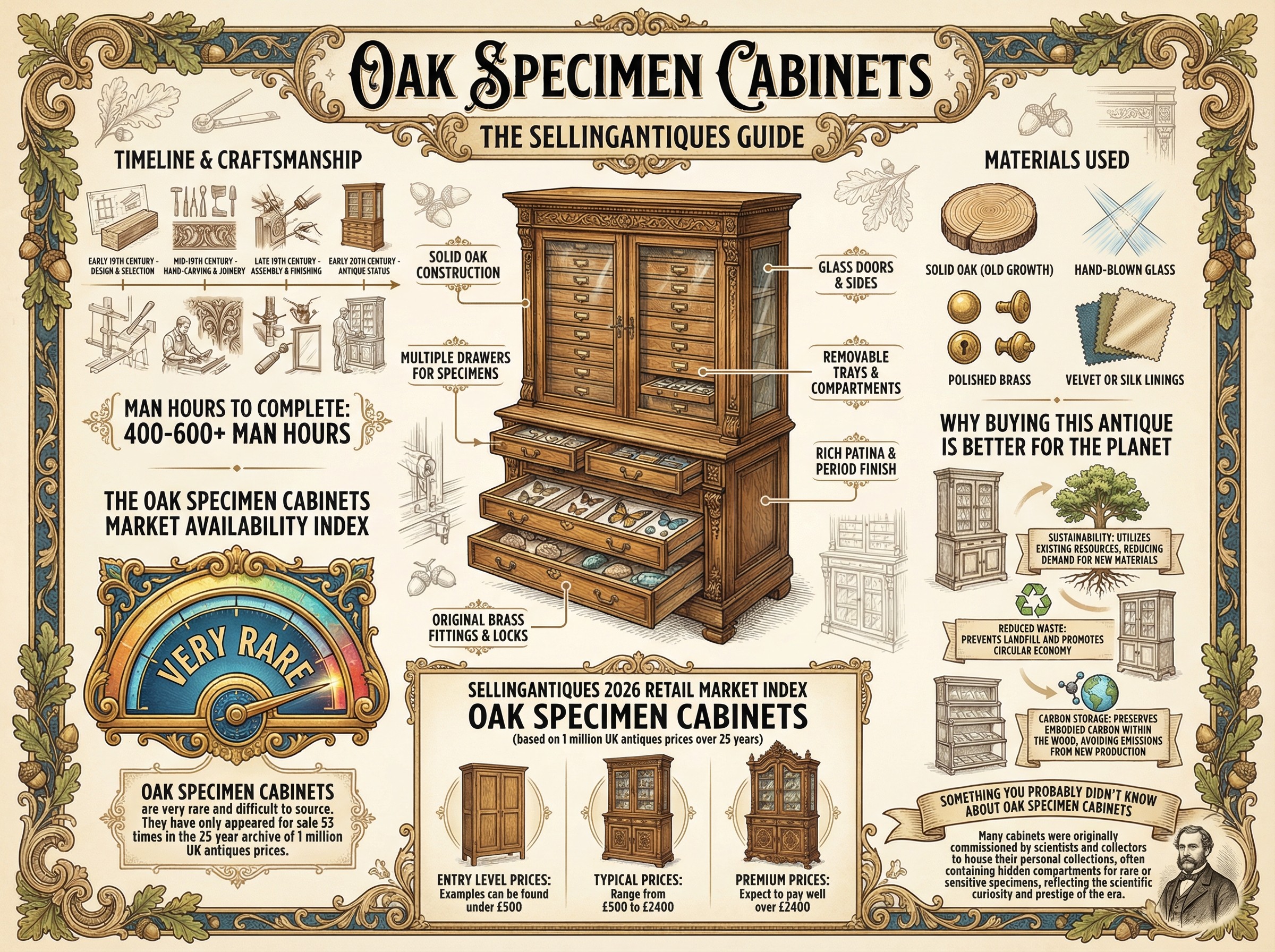 Oak Specimen Cabinets Guide Infographic