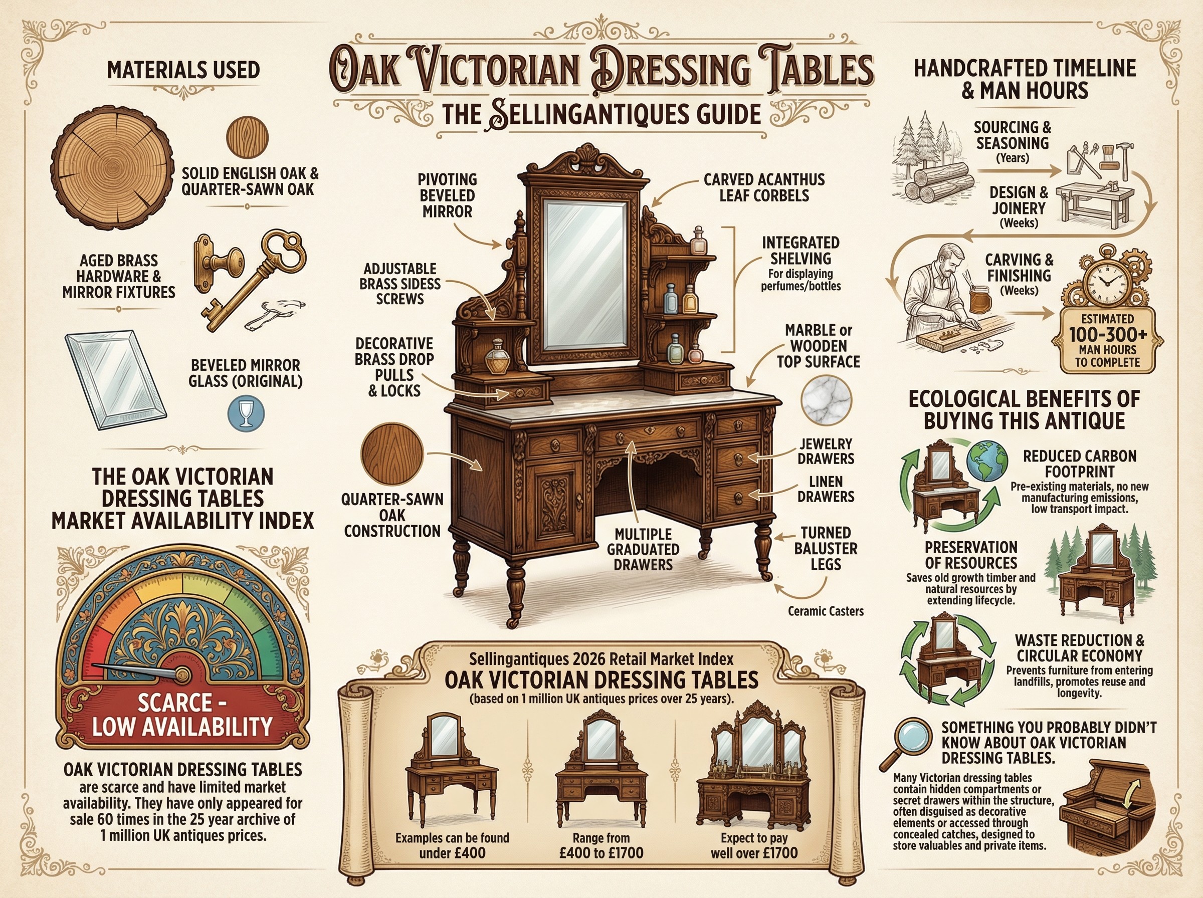 Oak Victorian Dressing Tables Guide Infographic