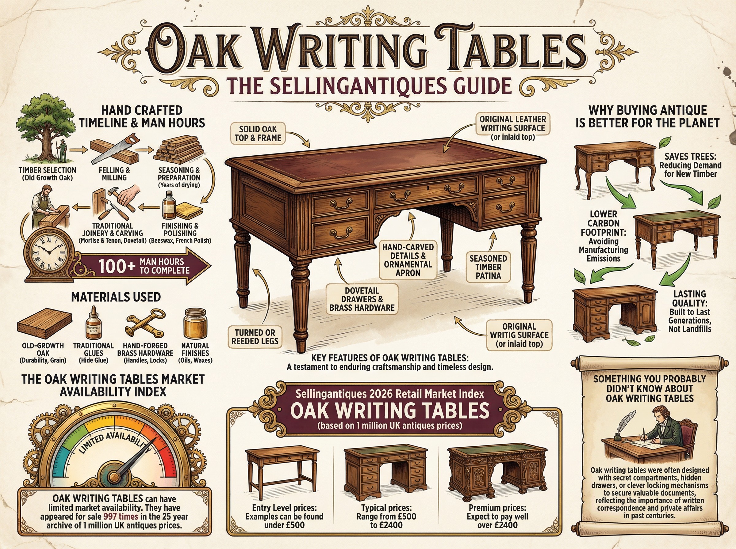 Oak Writing Tables Guide Infographic