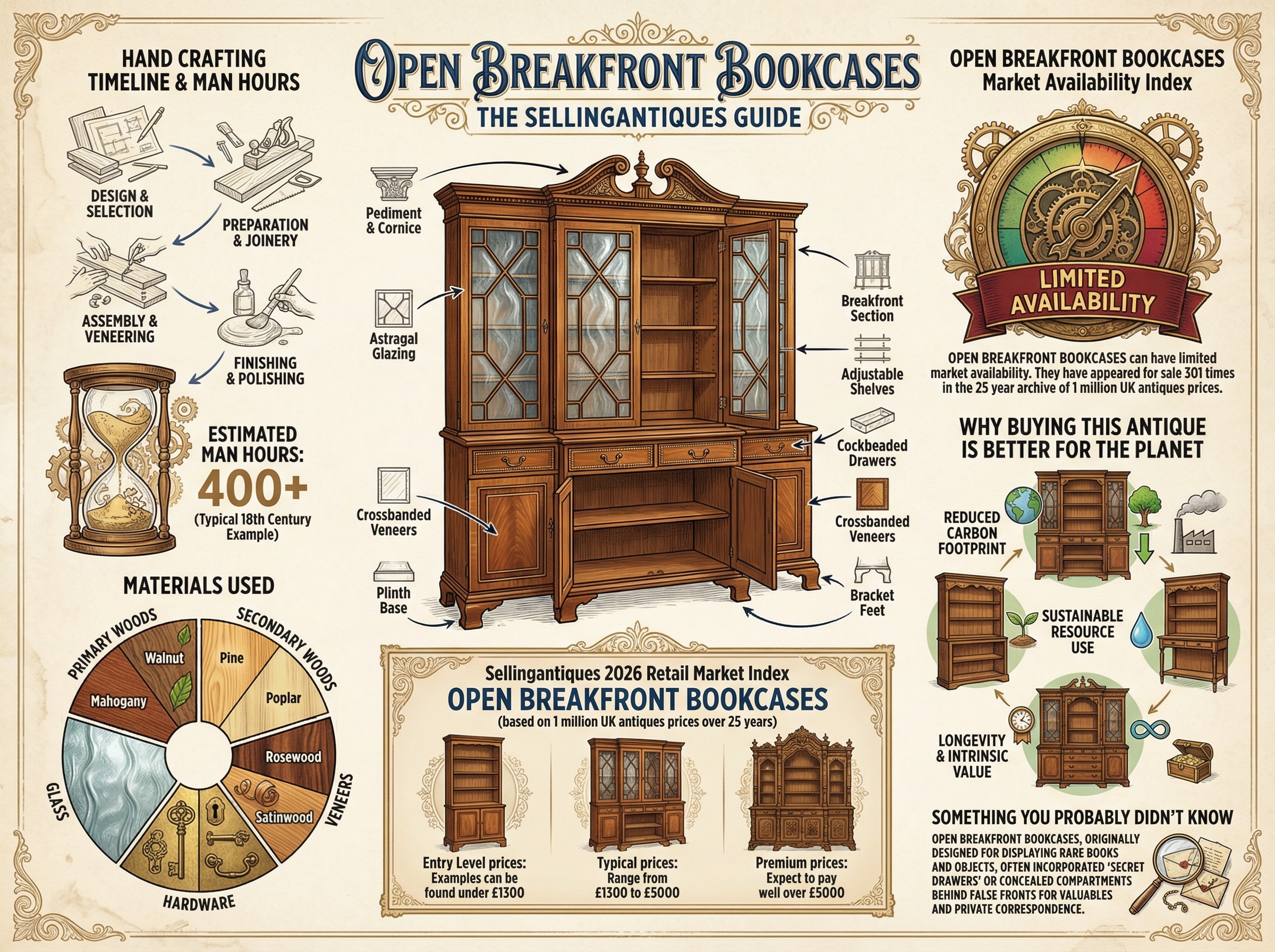 Open Breakfront Bookcases Guide Infographic
