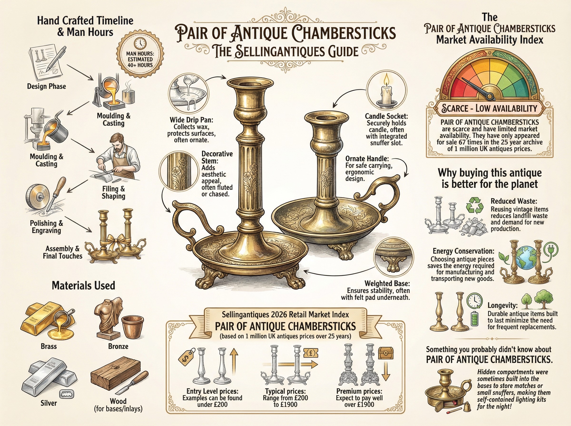 Pair Of Antique Chambersticks Guide Infographic