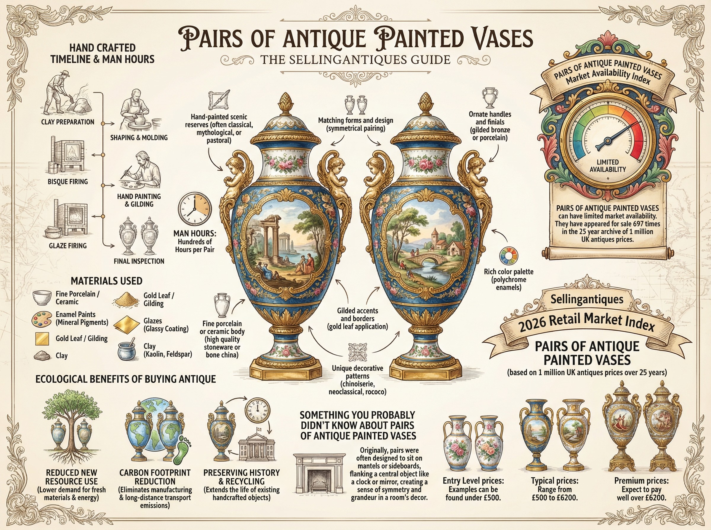 Pairs Of Antique Painted Vases Guide Infographic