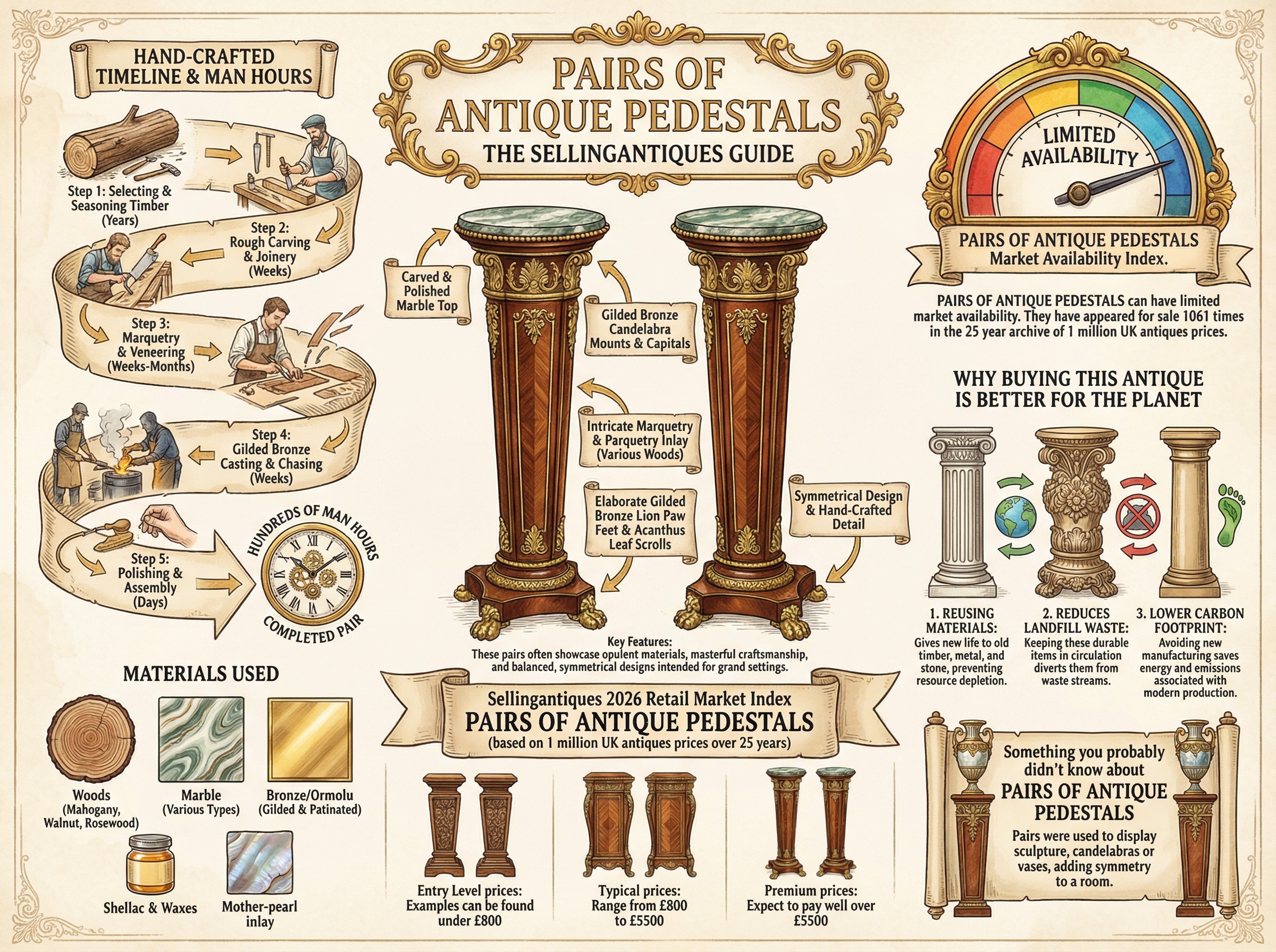 Pairs Of Antique Pedestals Guide Infographic