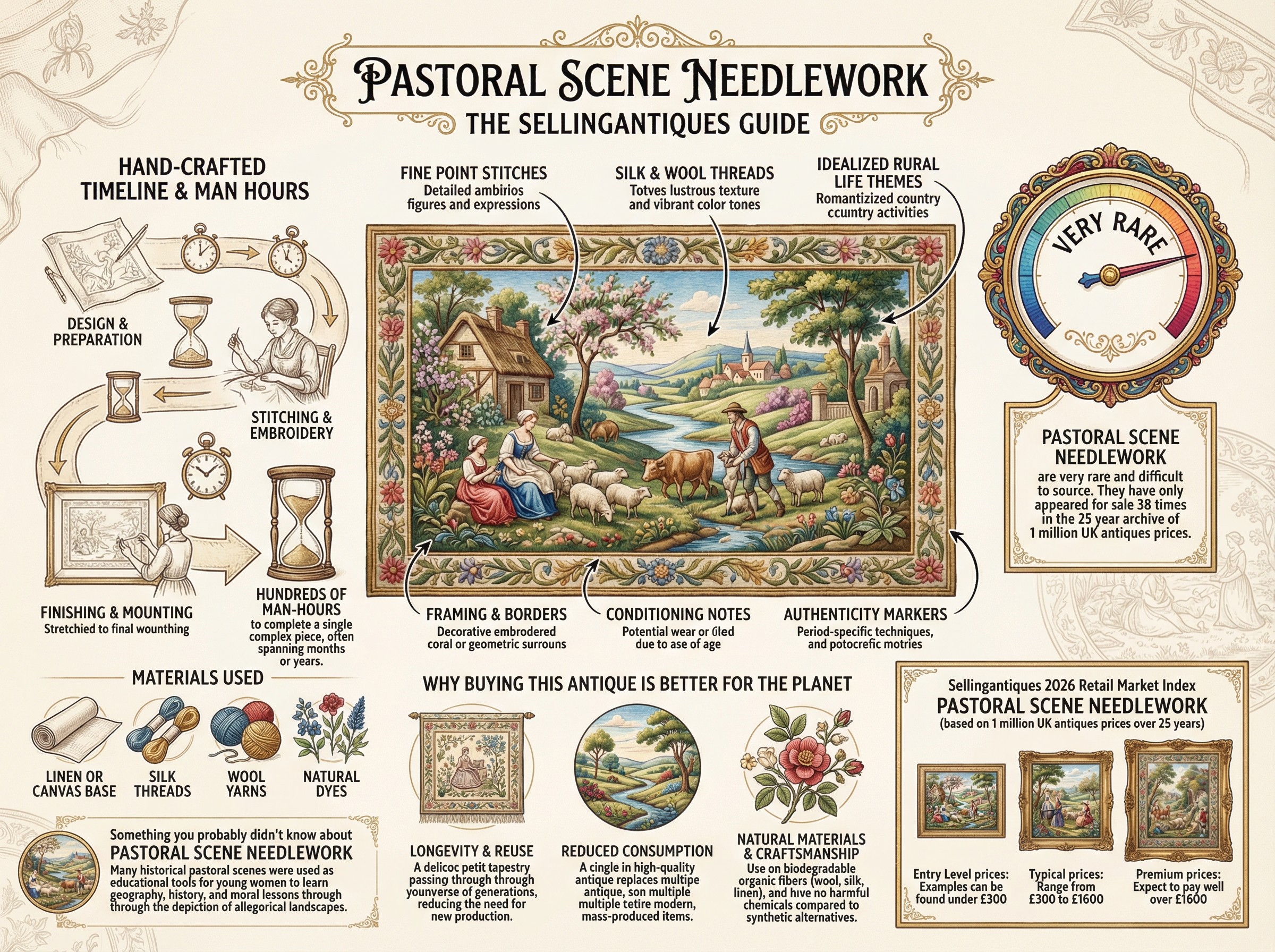 Pastoral Scene Needlework Guide Infographic