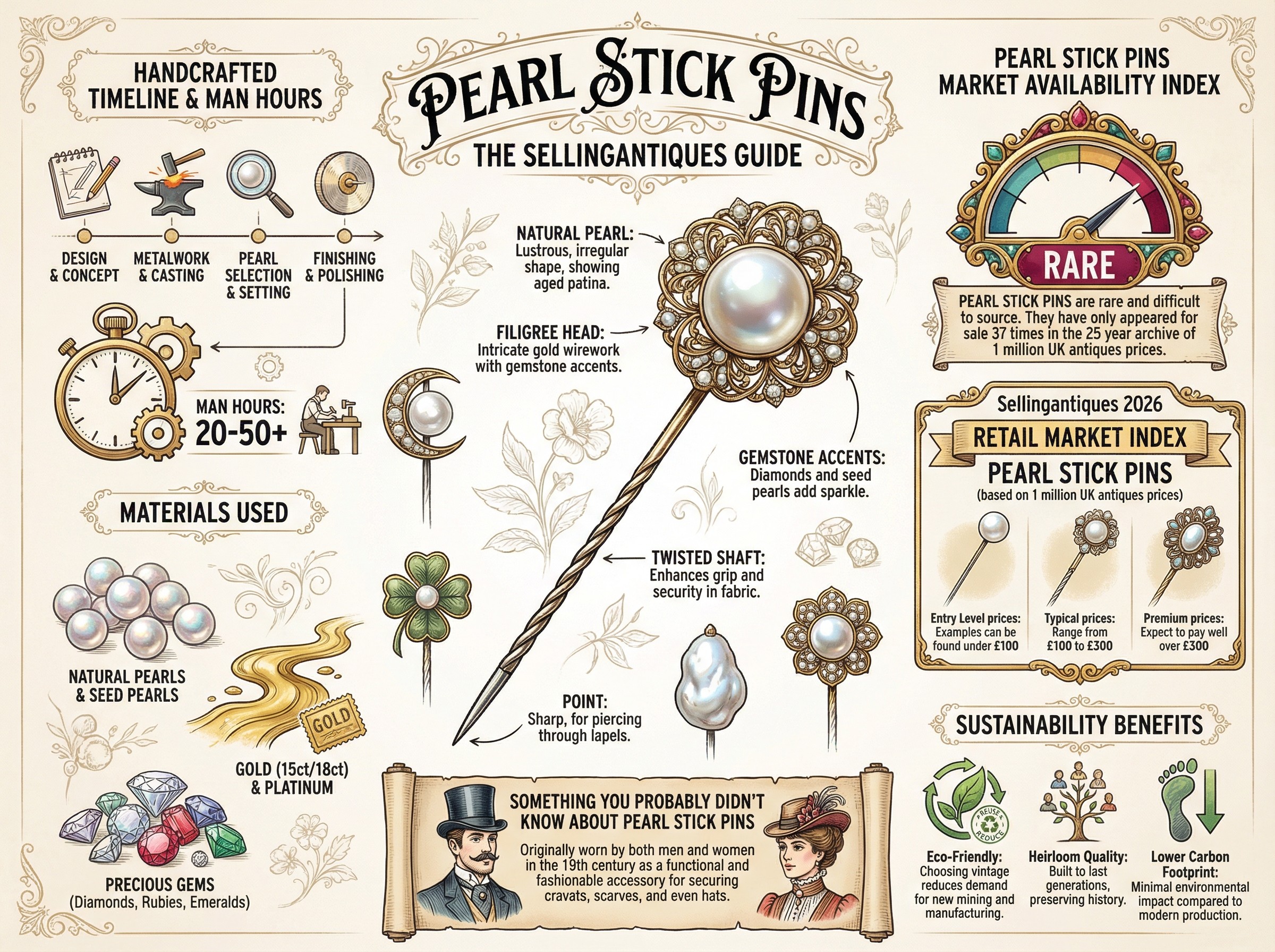 Pearl Stick Pins Guide Infographic