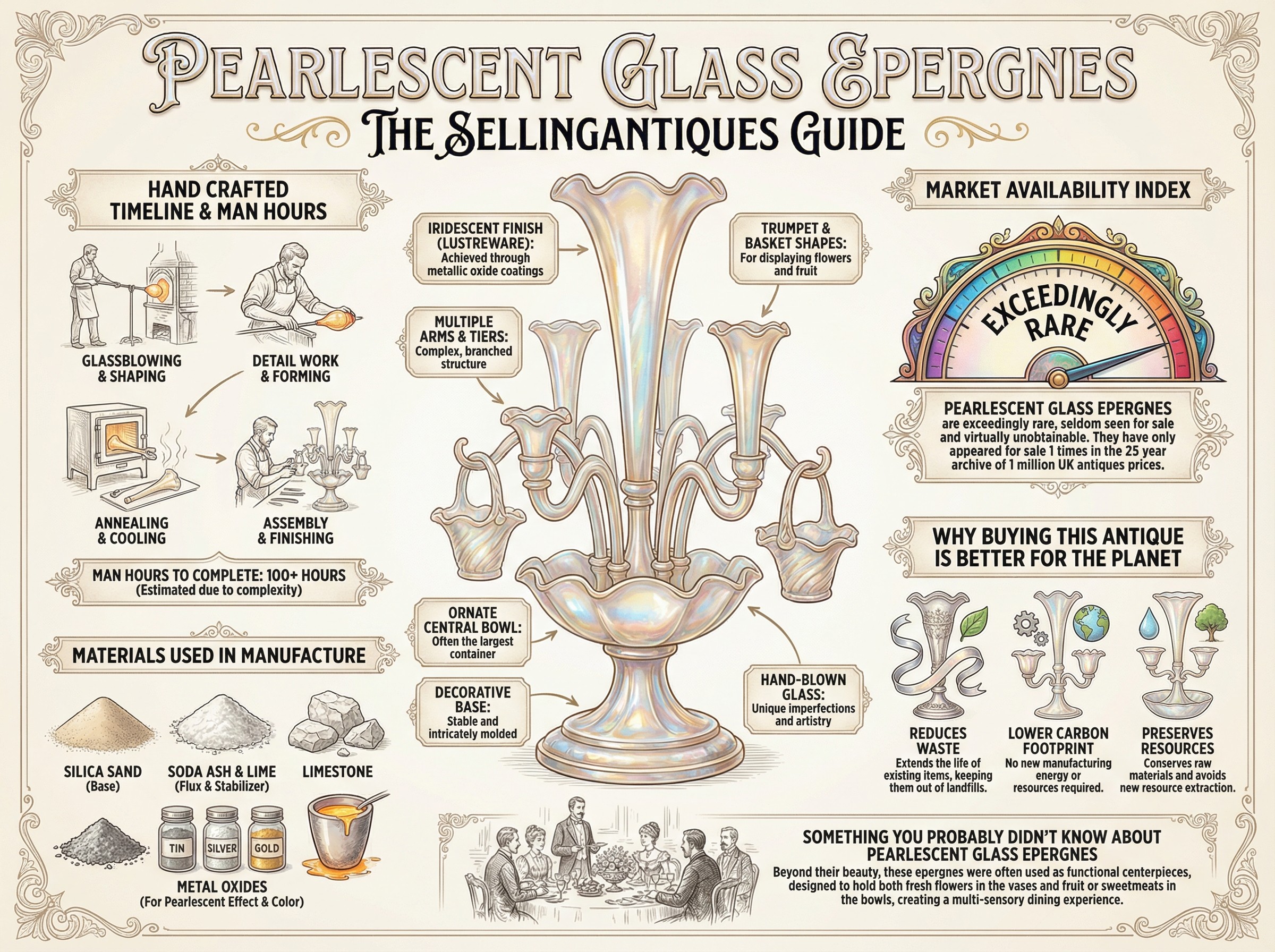 Pearlescent Glass Epergnes Guide Infographic
