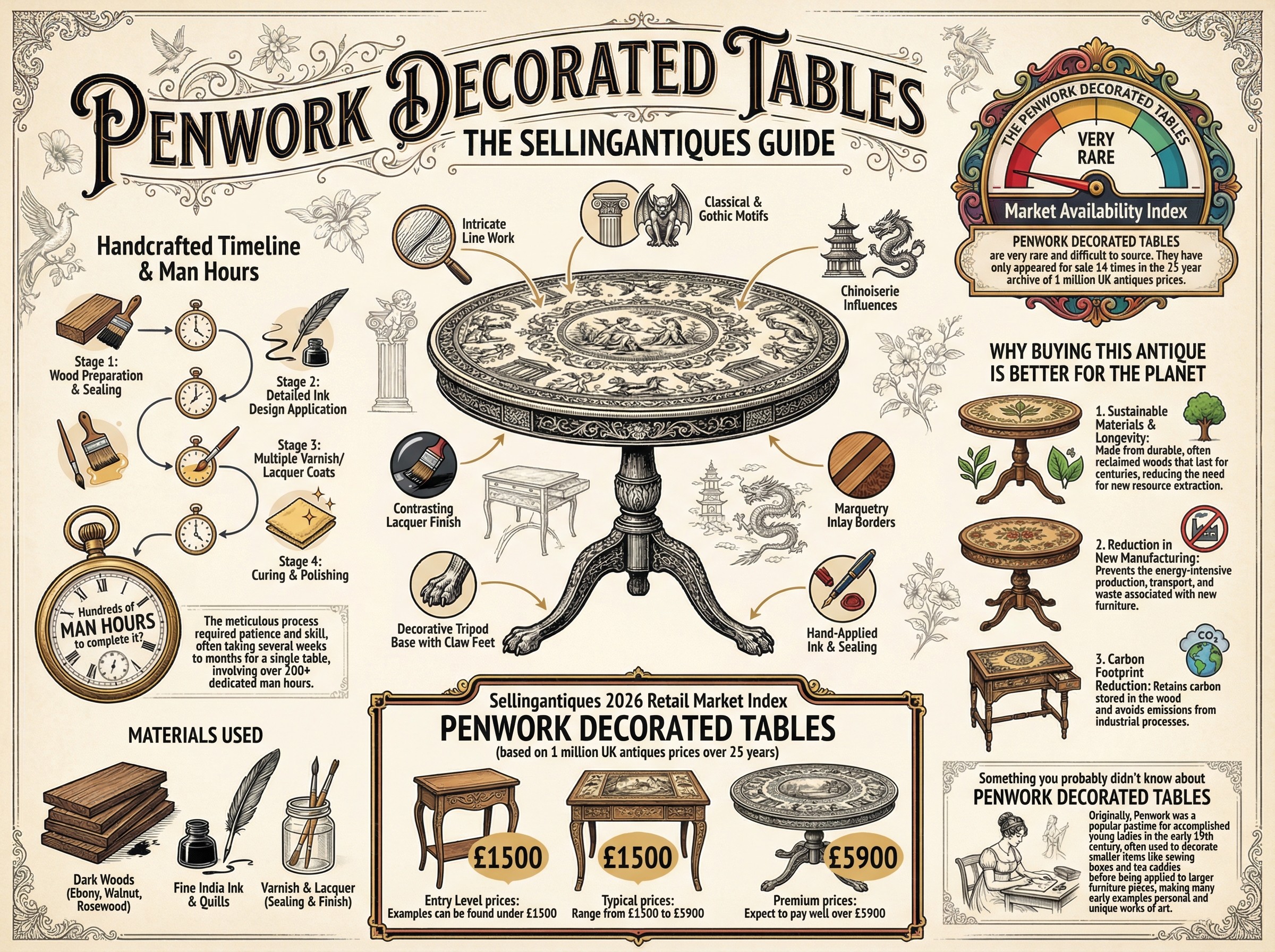 Penwork Decorated Tables Guide Infographic