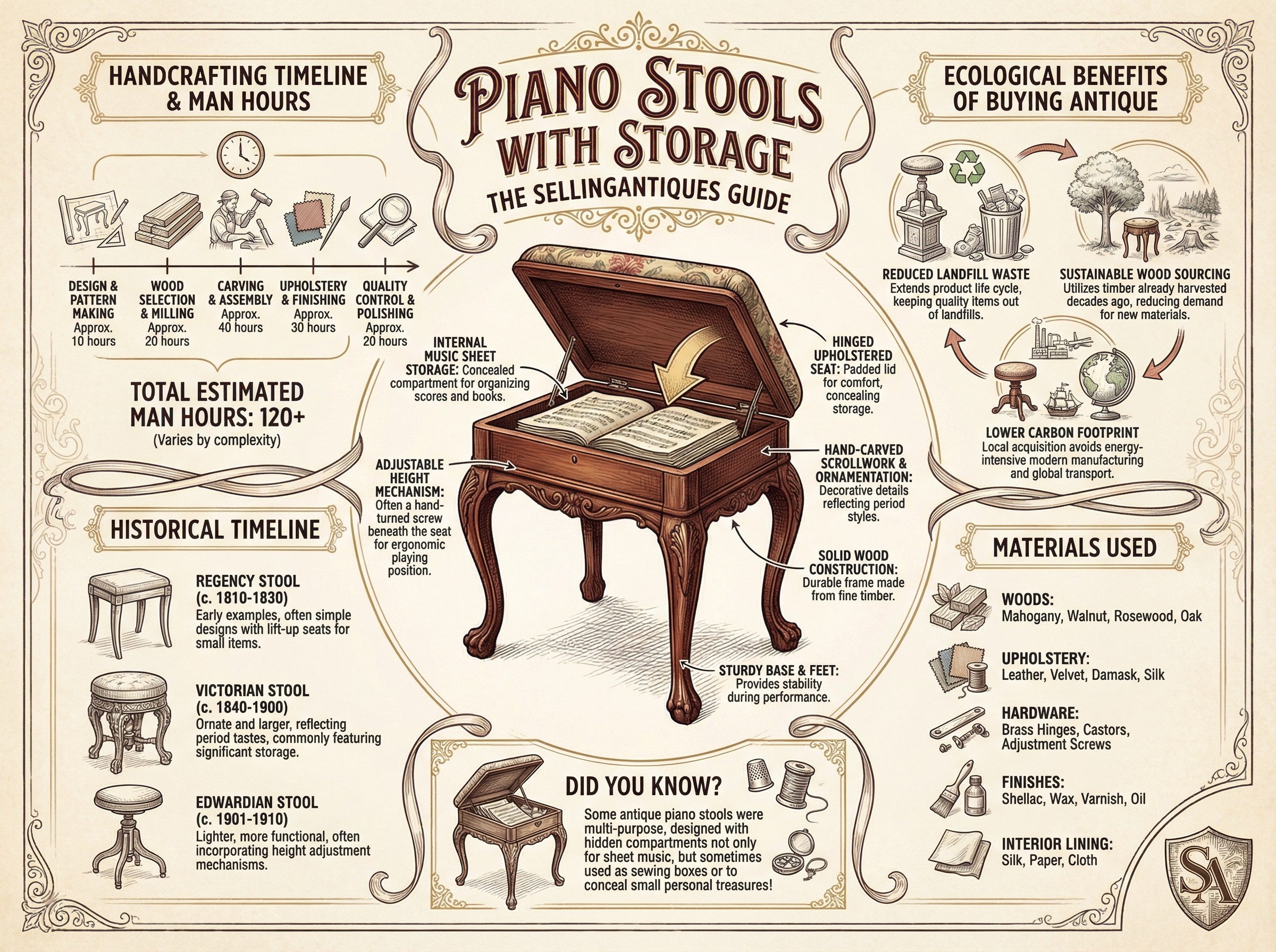 Piano Stools With Storage Guide Infographic