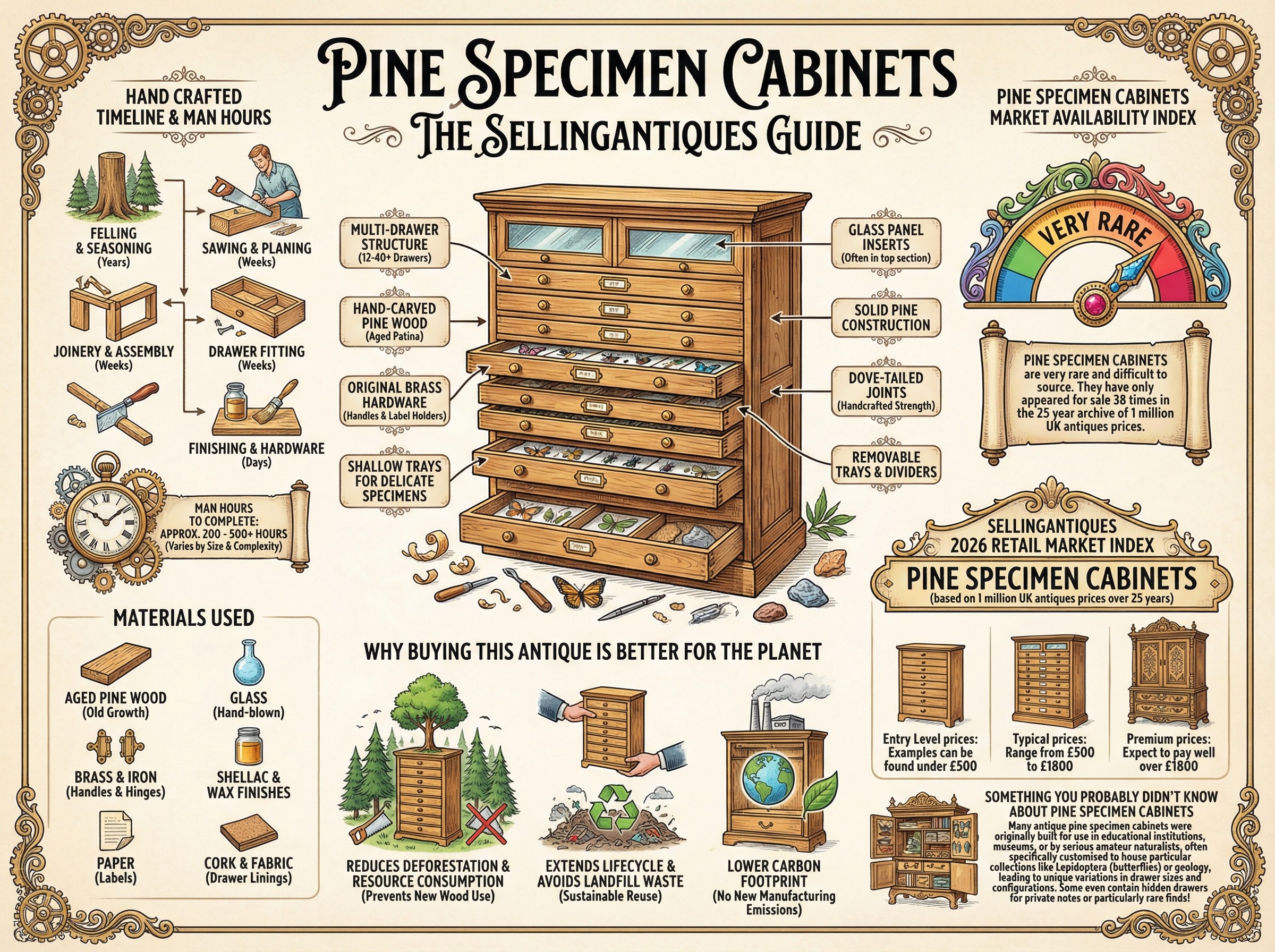 Pine Specimen Cabinets Guide Infographic