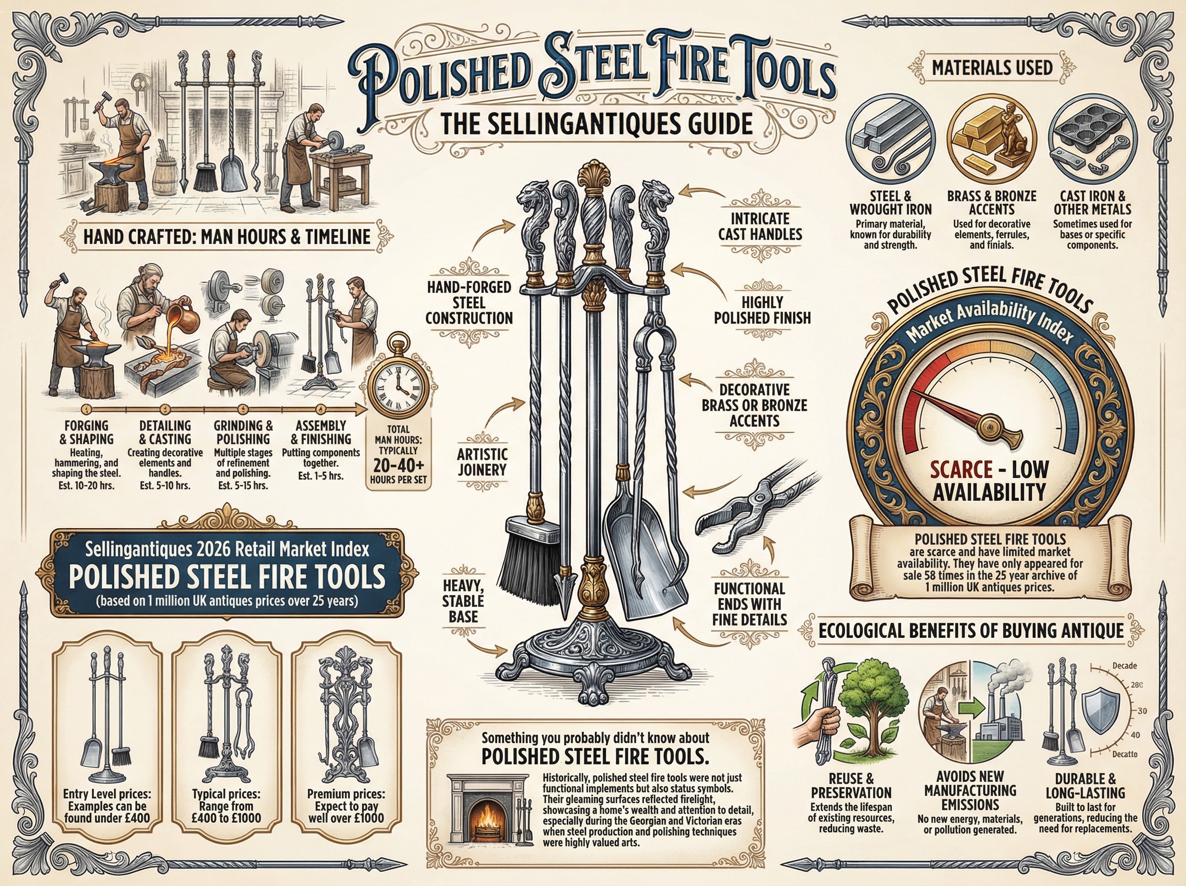 Polished Steel Fire Tools Guide Infographic