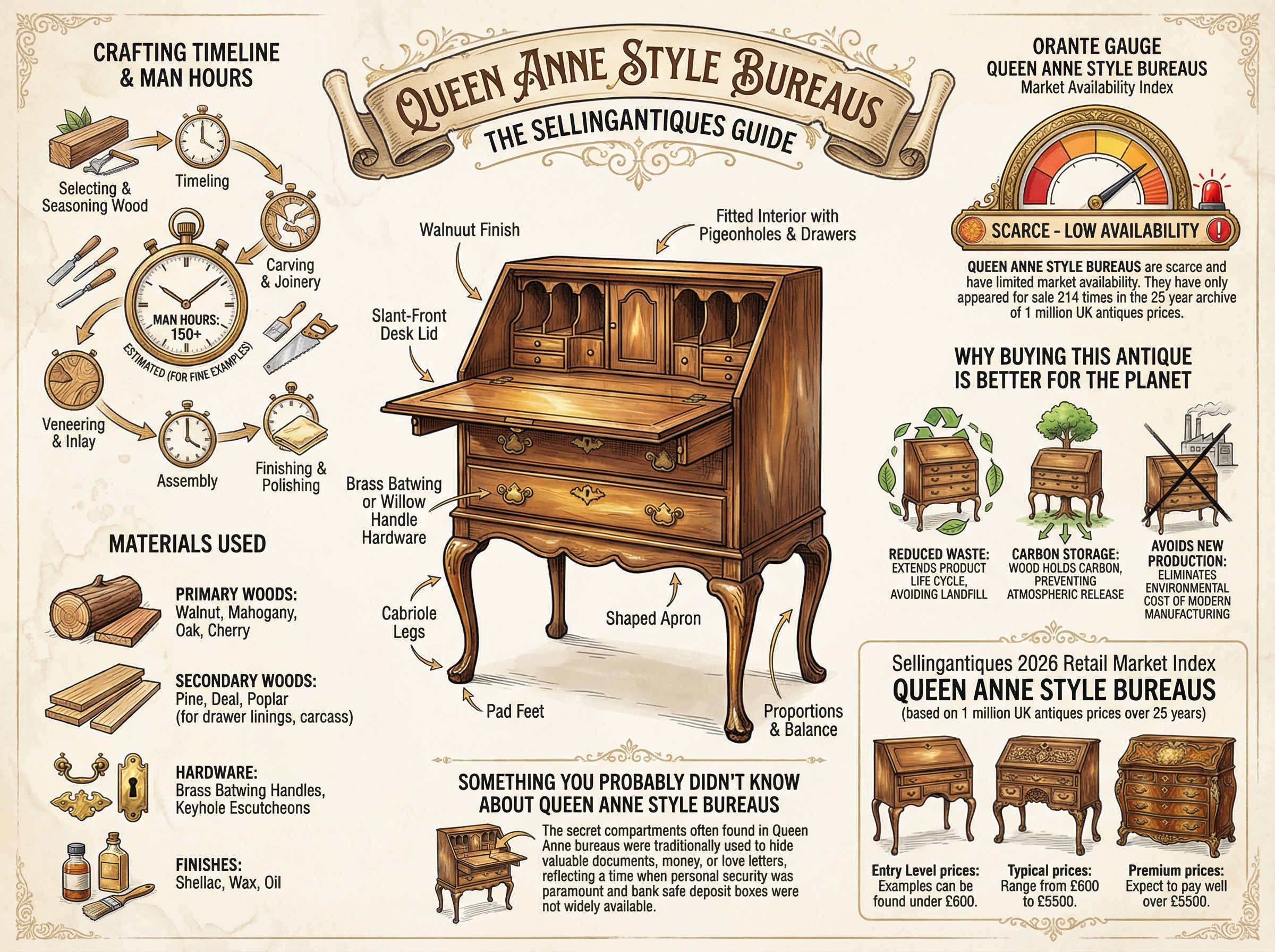 Queen Anne Style Bureaus Guide Infographic