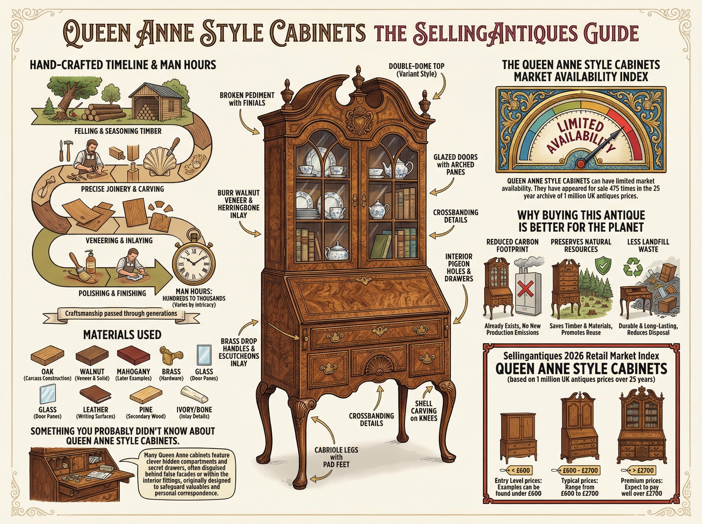 Queen Anne Style Cabinets Guide Infographic
