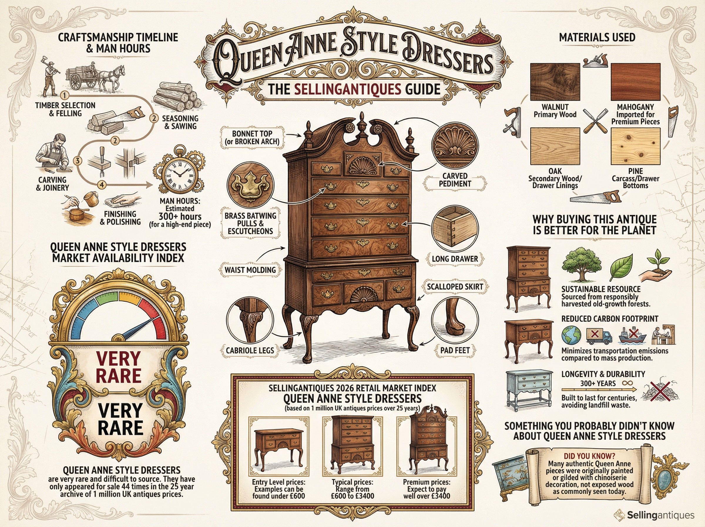 Queen Anne Style Dressers Guide Infographic