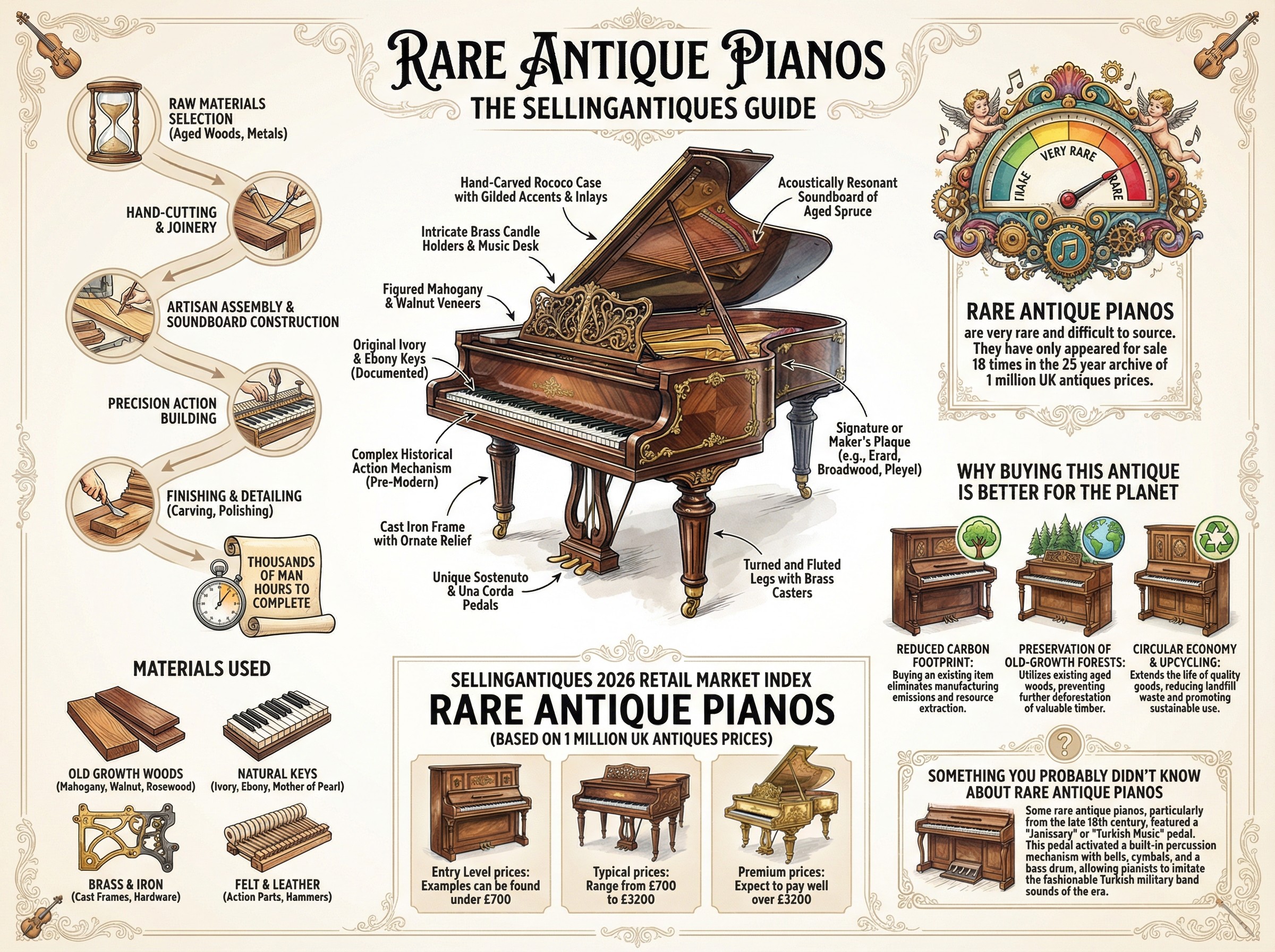 Rare Antique Pianos Guide Infographic