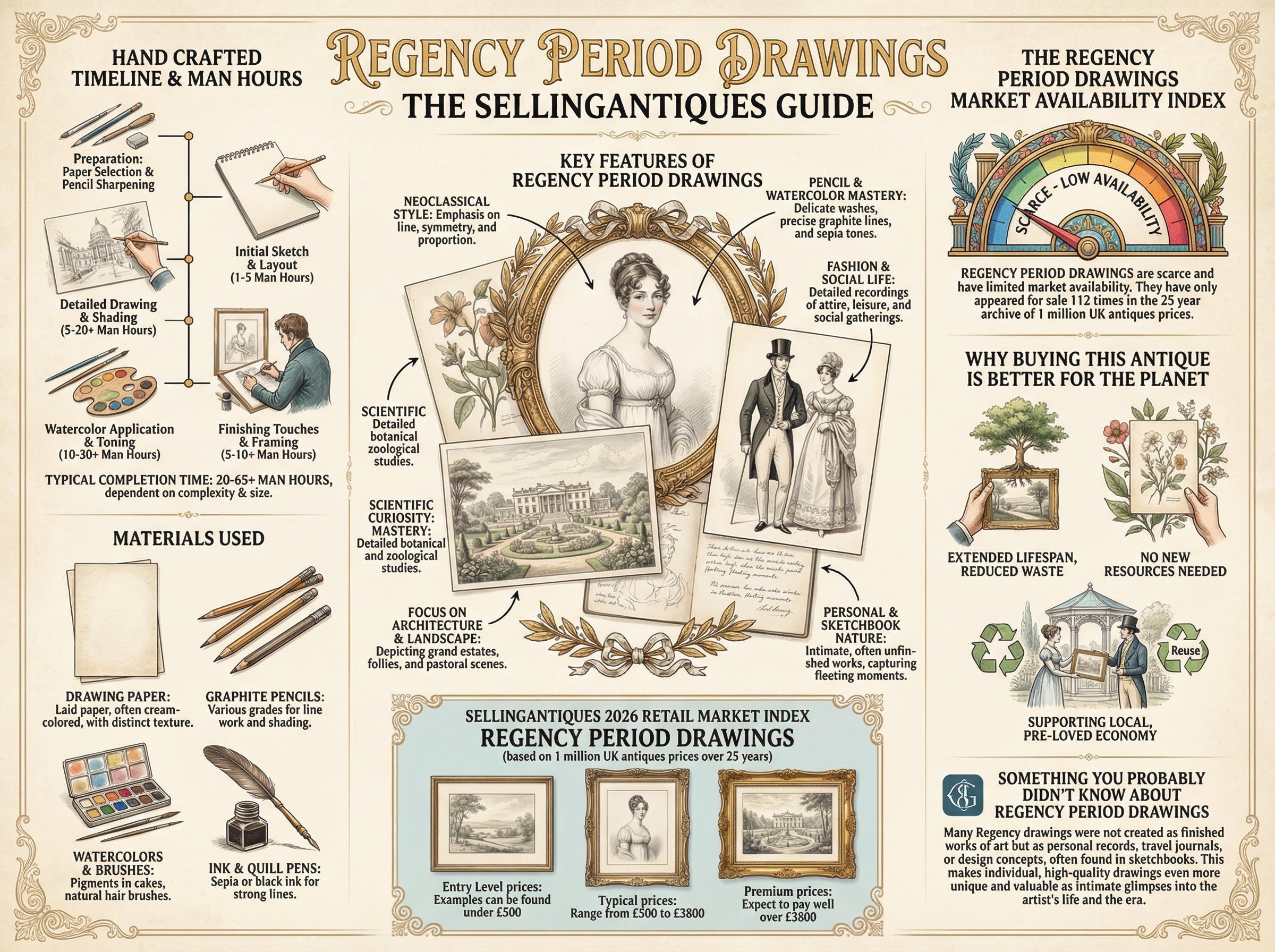 Regency Line Drawing The Sellingantiques Guide to Regency Period Drawings