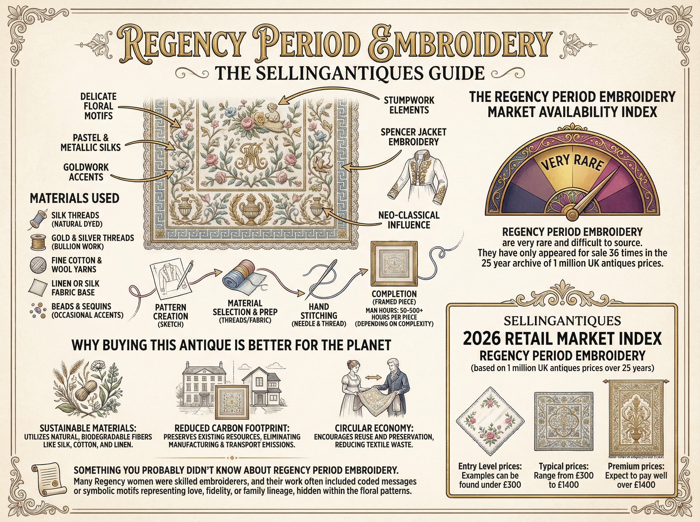 Regency Period Embroidery Guide Infographic