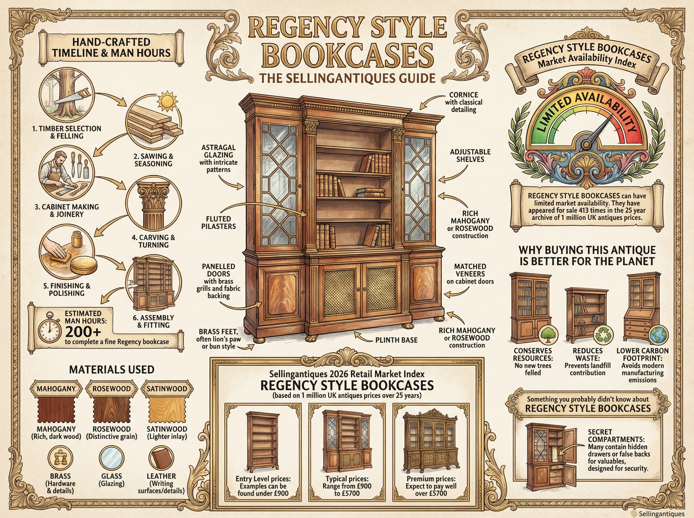 Regency Style Bookcases Guide Infographic