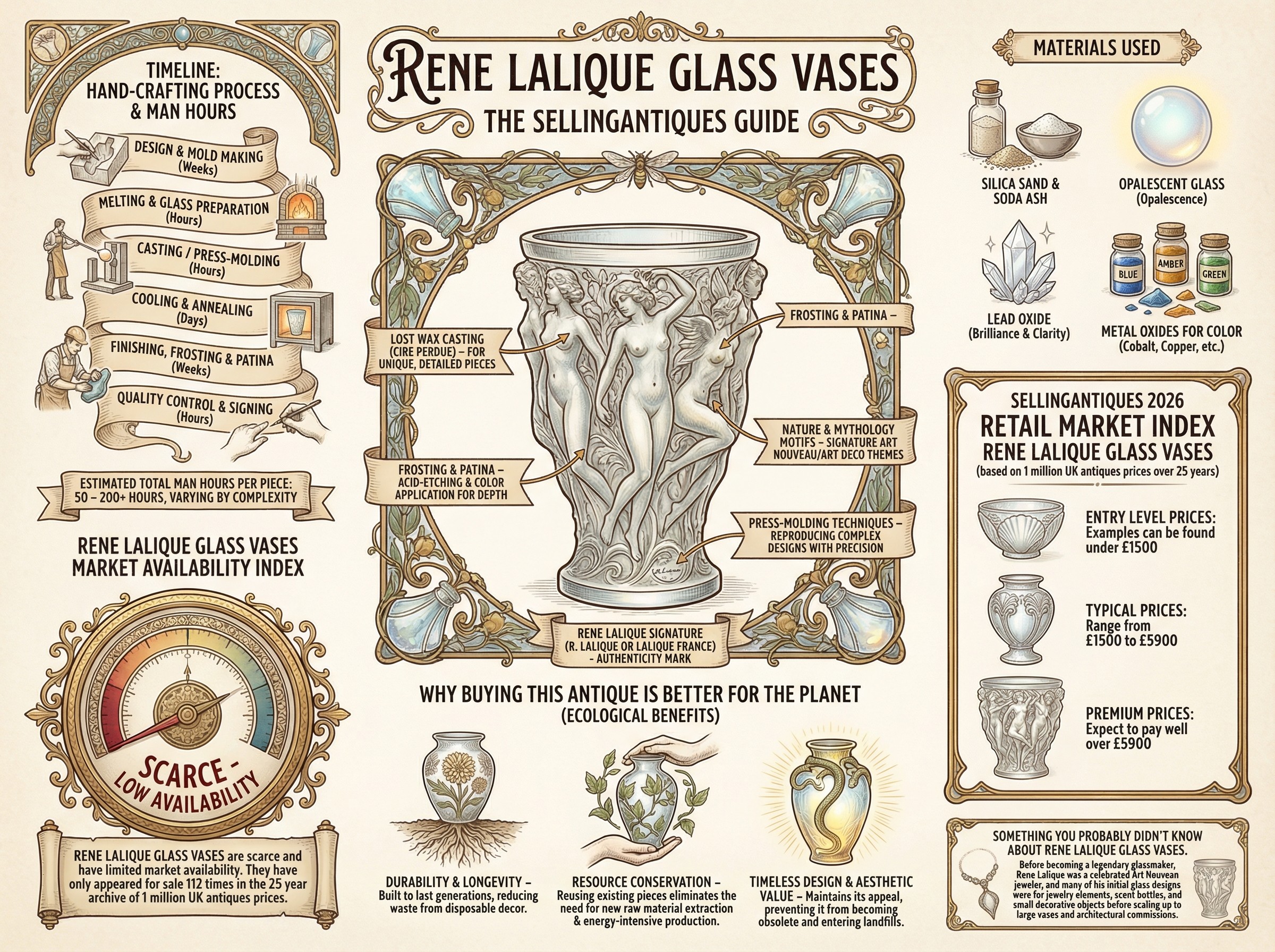 Rene Lalique Glass Vases Guide Infographic