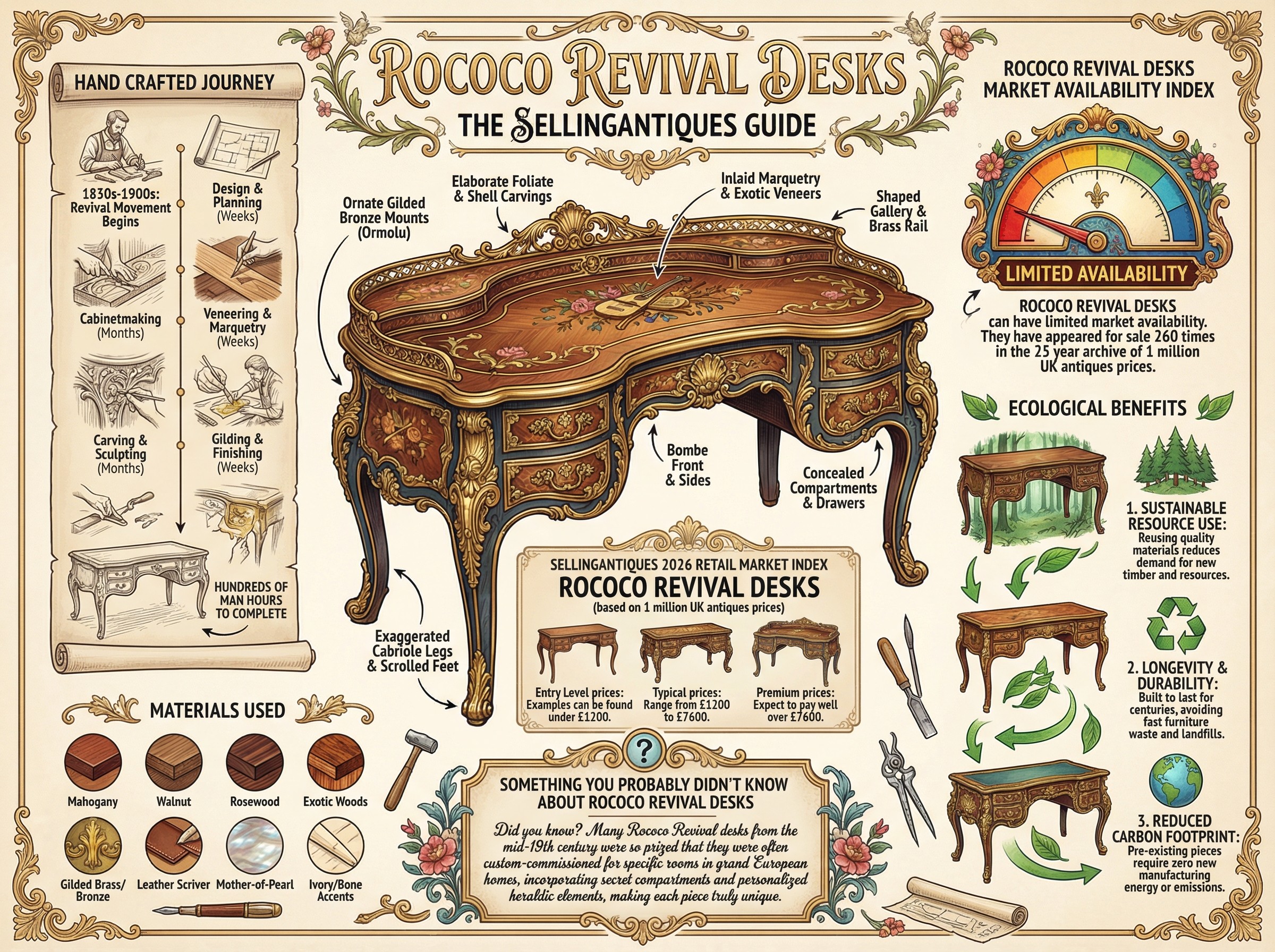 Rococo Revival Desks Guide Infographic