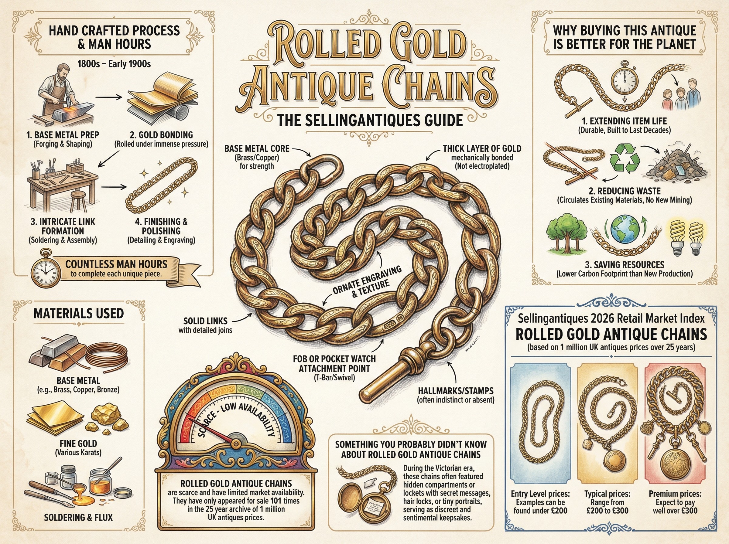 Rolled Gold Antique Chains Guide Infographic