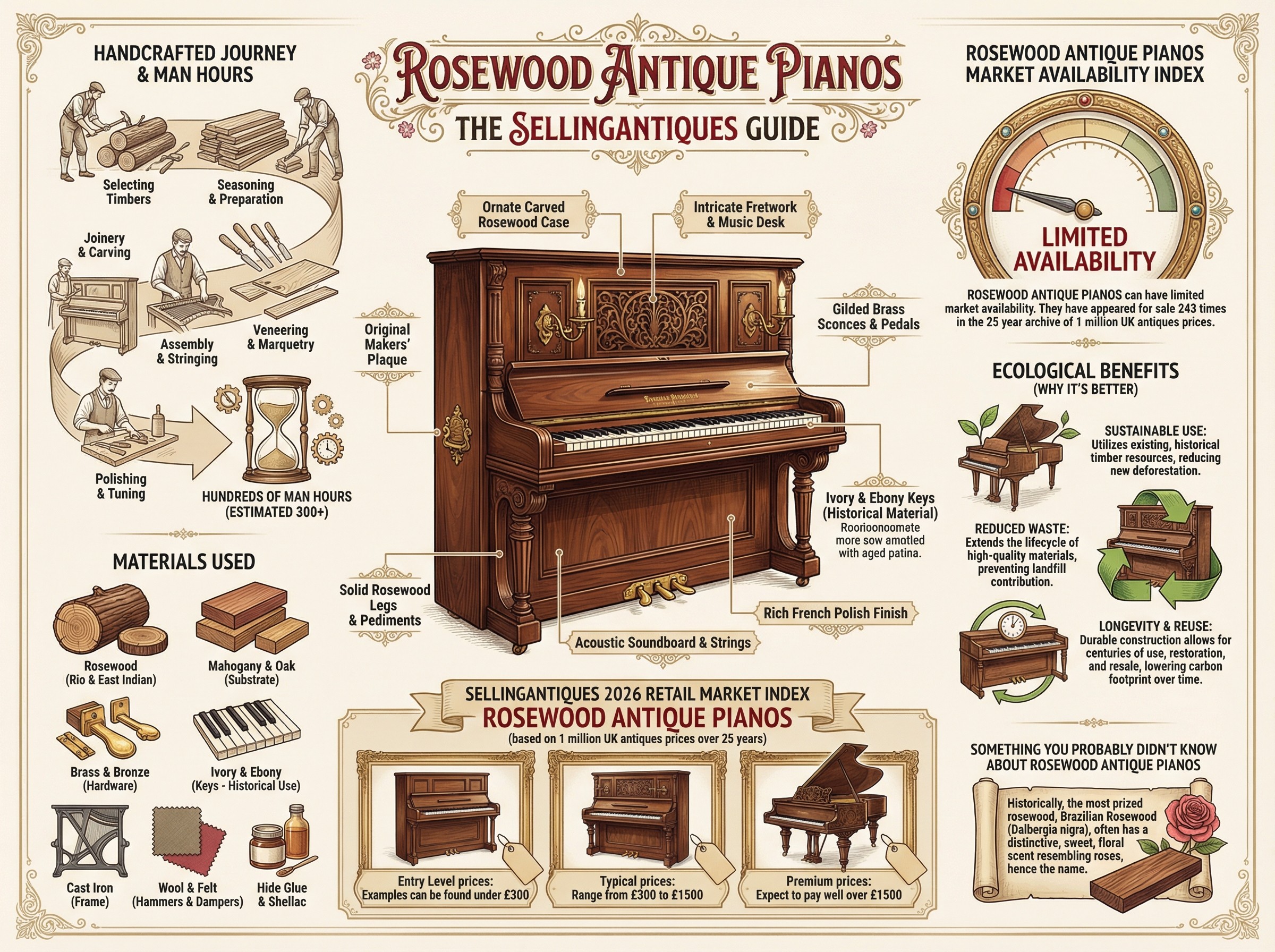 Rosewood Antique Pianos Guide Infographic