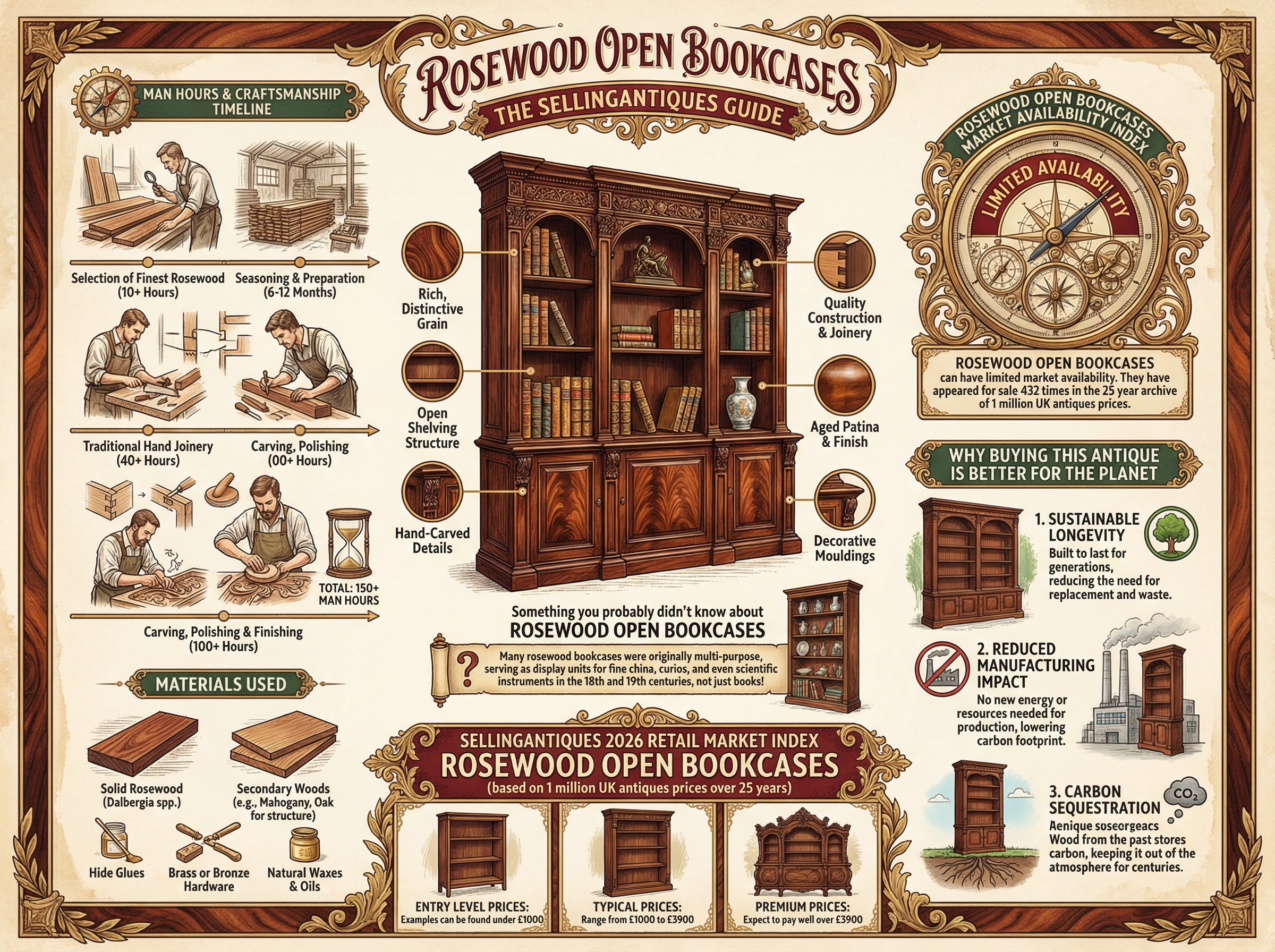 Rosewood Open Bookcases Guide Infographic