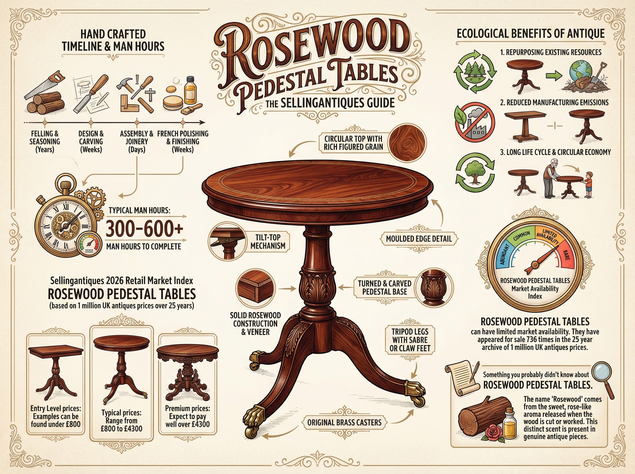 Rosewood Pedestal Tables Guide Infographic