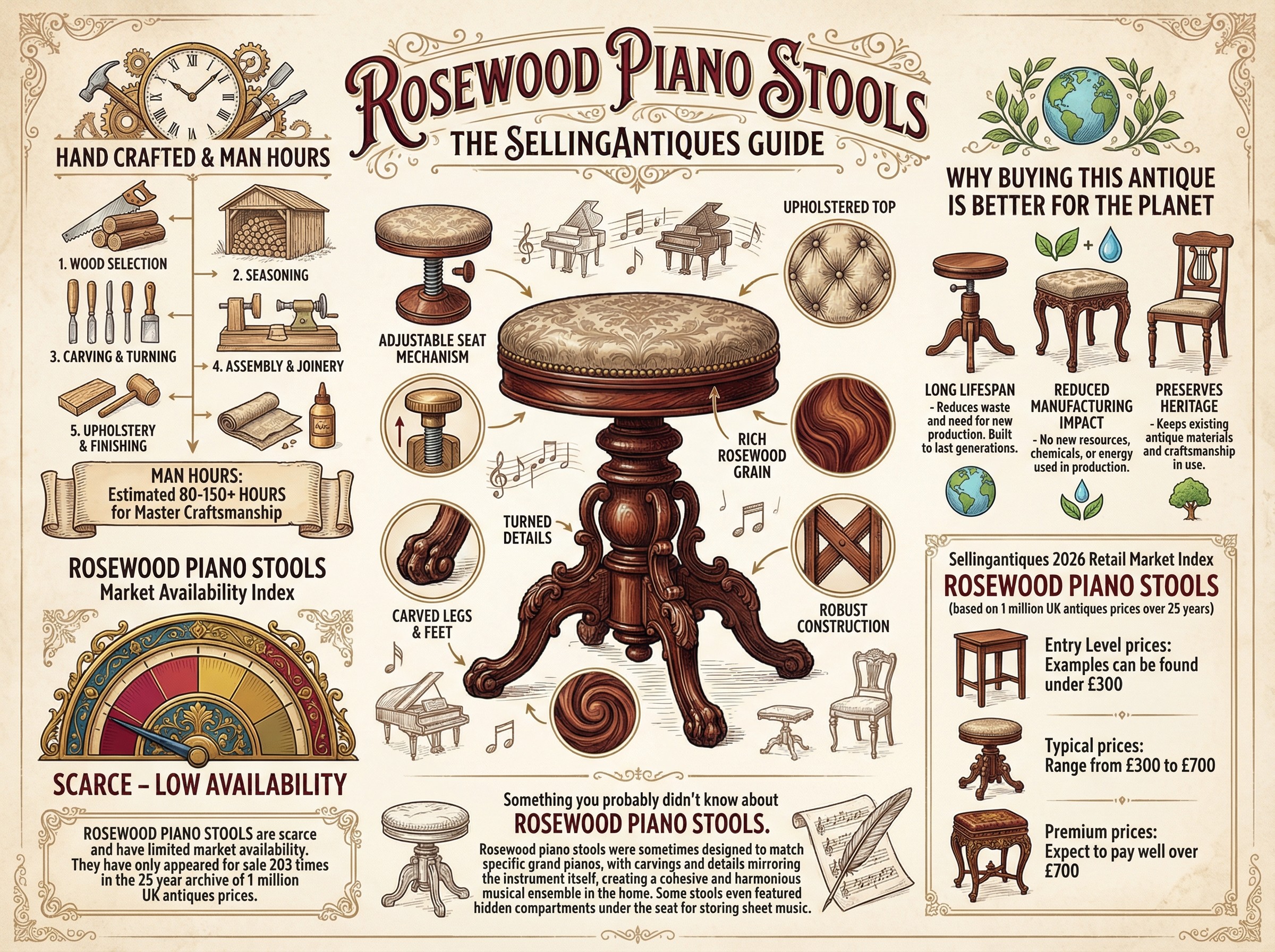 Rosewood Piano Stools Guide Infographic