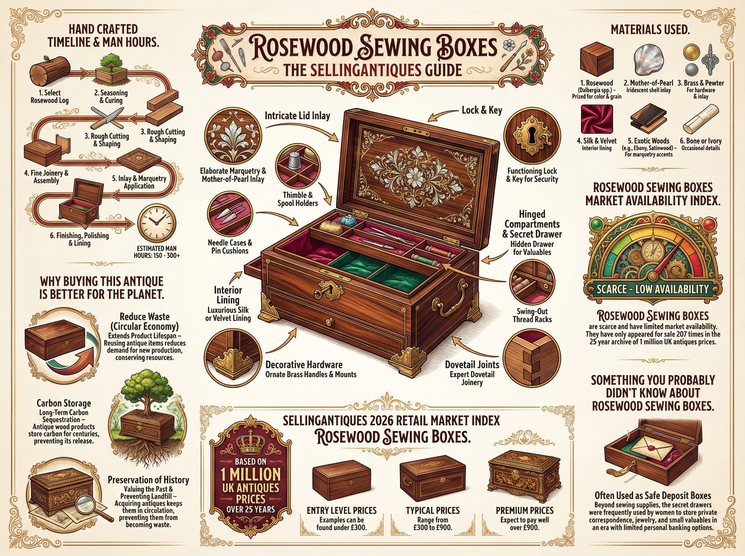 Rosewood Sewing Boxes Guide Infographic