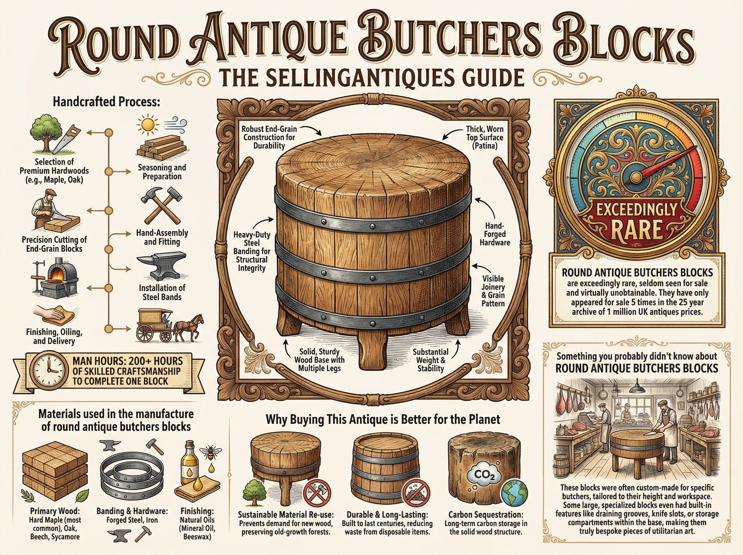 Round Antique Butchers Blocks Guide Infographic